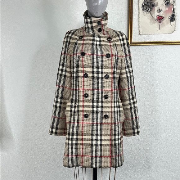 Burberry Burberry Longdon VTG 00's Nova Check Peacoat Double Breasted Size L / US 10 / IT 46 - 1 Thumbnail