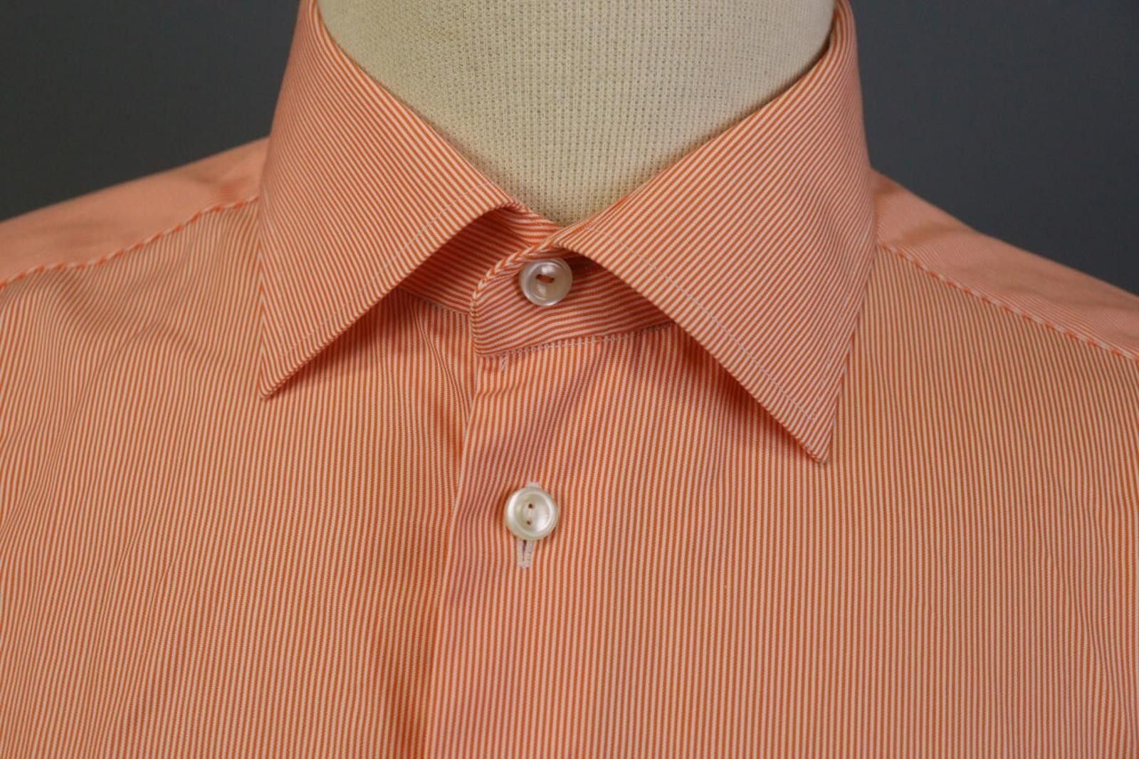 Eton Eton Orange Pinstriped Cotton Collar Dress Shirt Size 44 Size 38R - 5 Thumbnail