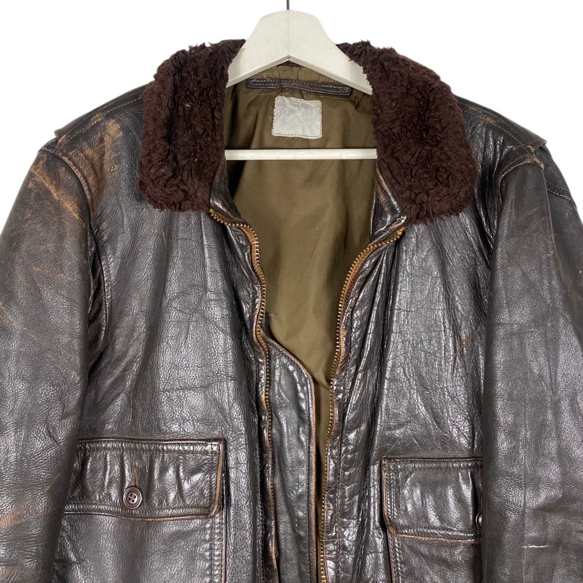 Vintage 💥50s USN G-1 MILITARY COWHIDE LEATHER JACKET Size US M / EU 48-50 / 2 - 2 Thumbnail