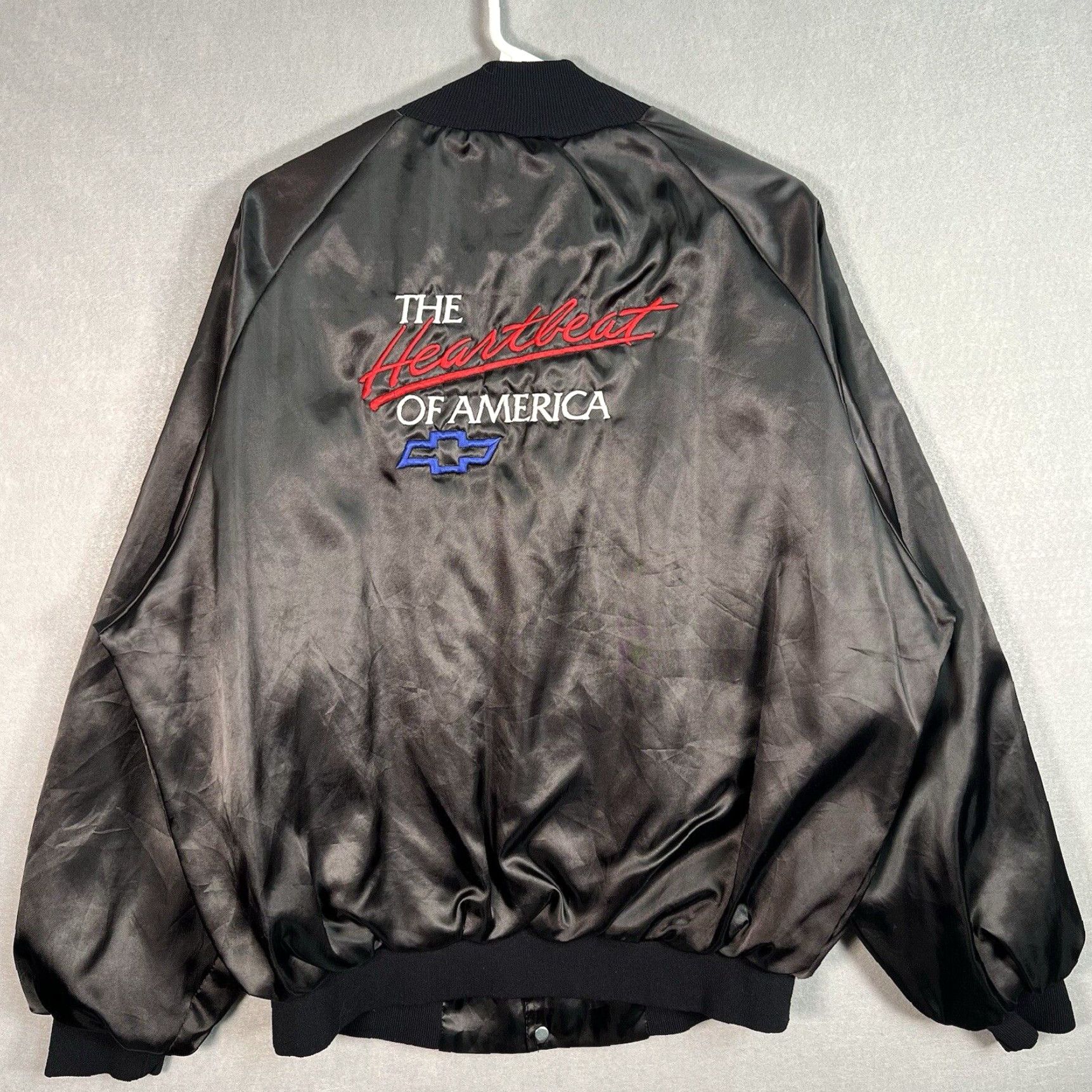 Vintage good Chevrolet Chevy Heartbeat of America Satin Bomber Varsity Jacket XL