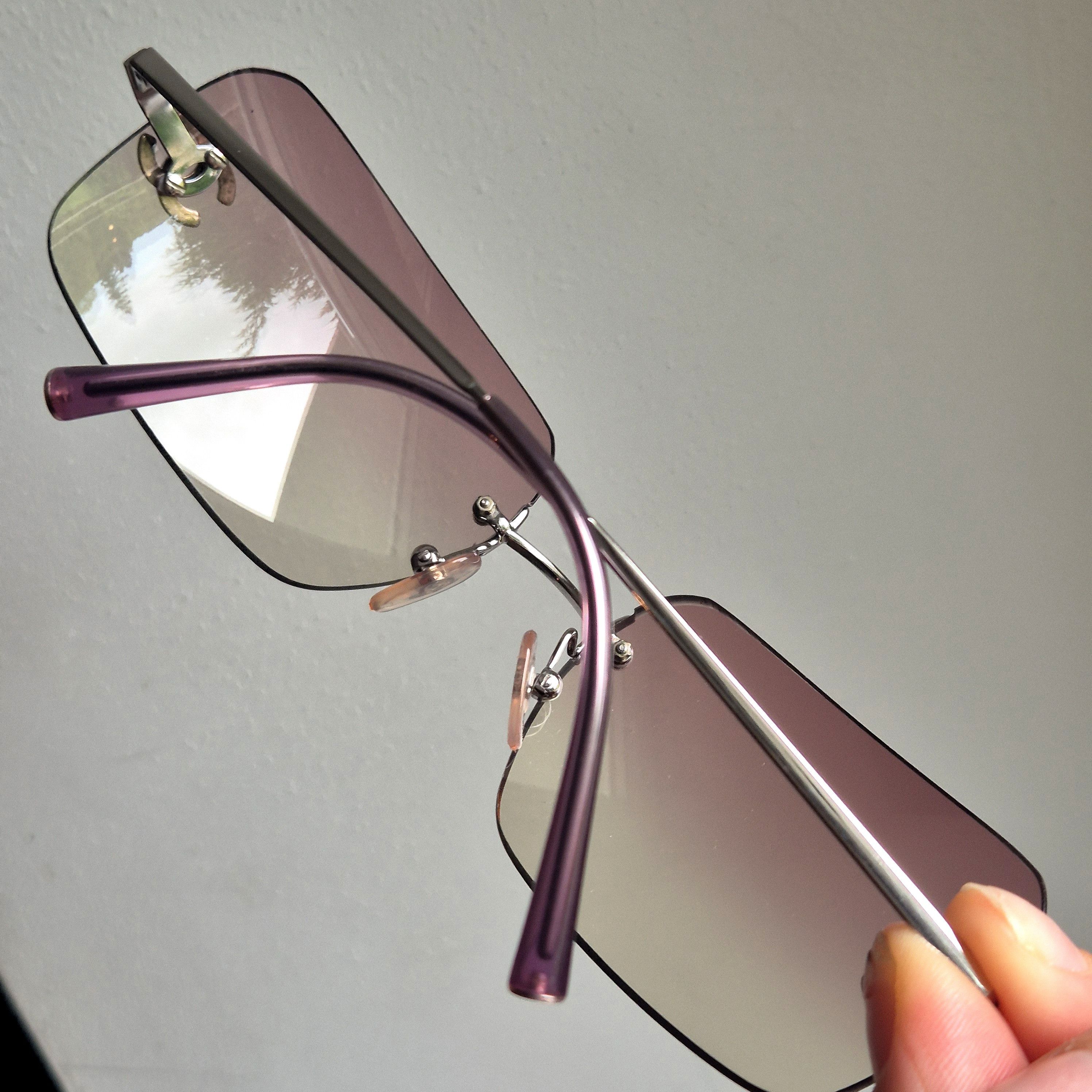 Chanel Chanel Pink Swarovski Crystal CC Logo Rimless Sunglasses Size ONE SIZE - 3 Thumbnail