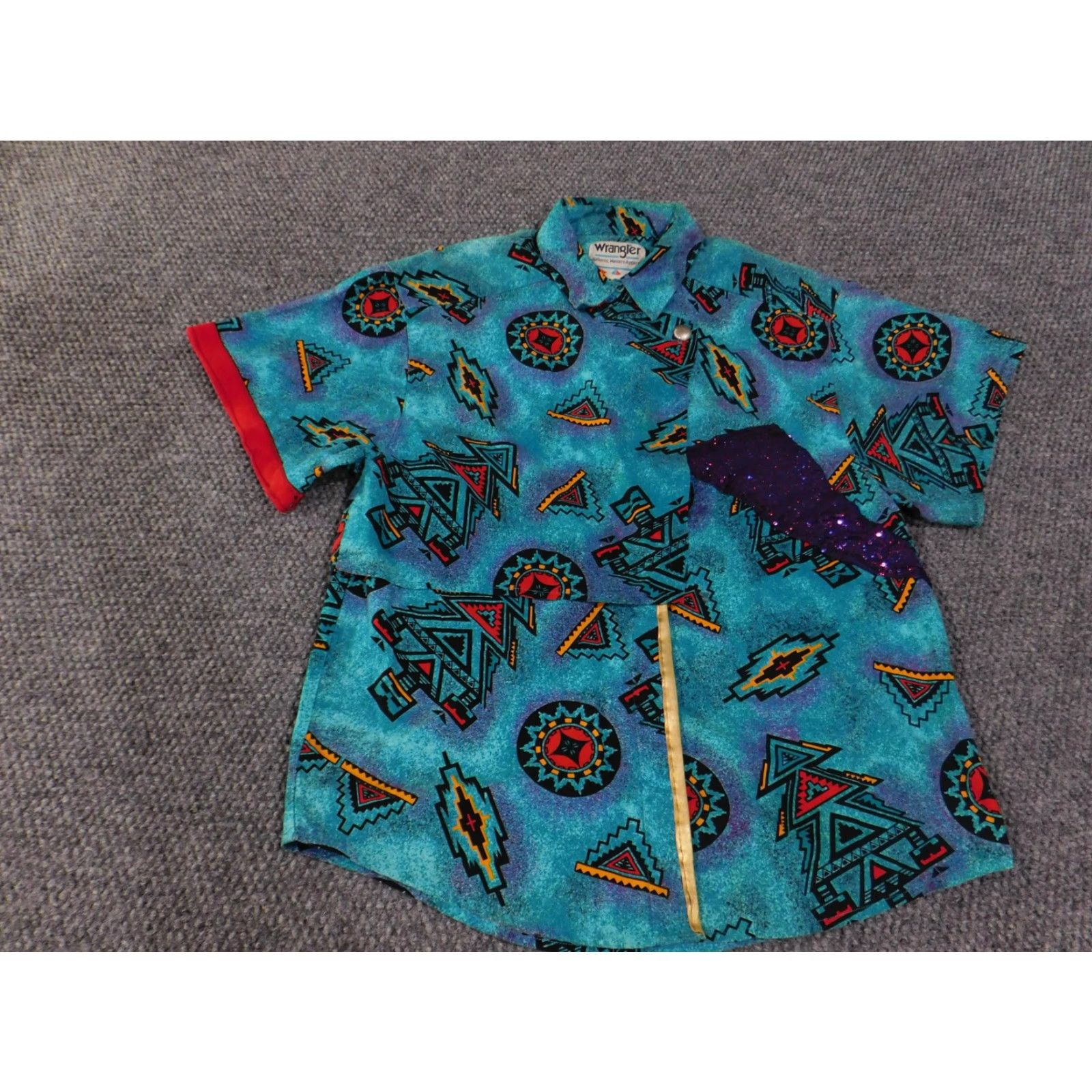 Wrangler VINTAGE Wrangler Shirt Mens XL Blue Aztec Western Cowboy Sequin Rodeo 90s Unique Size US XL / EU 56 / 4 - 3 Thumbnail