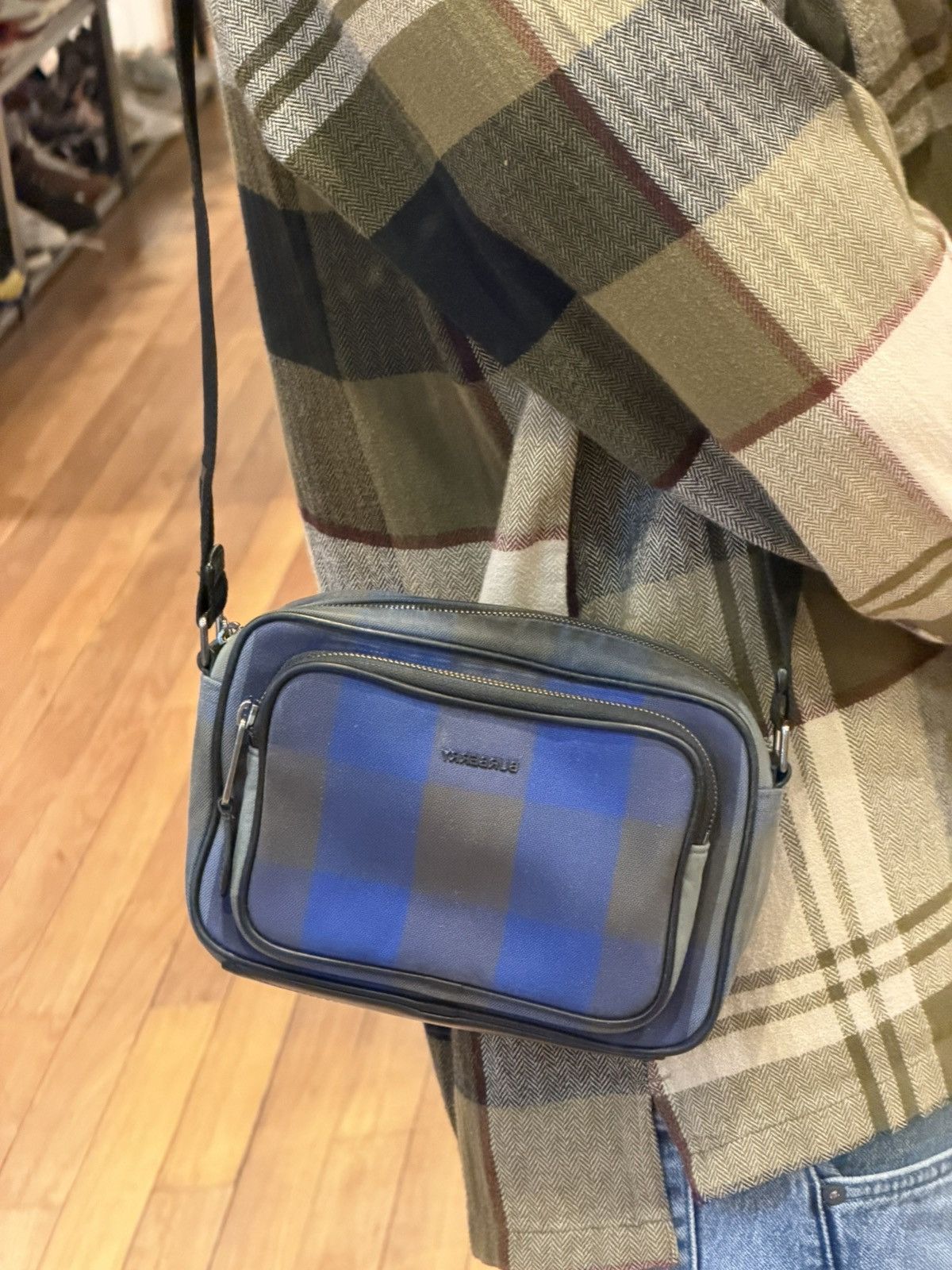 Burberry Burberry Paddy Logo Plaque Checked Messenger Bag - Blue Size ONE SIZE - 17 Thumbnail