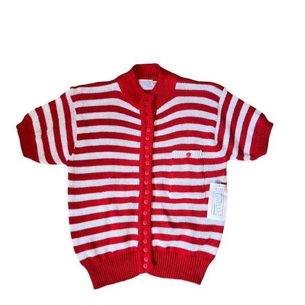 Vintage Vintage red white stripe 80’s cotton blend button up sweater Size L / US 10 / IT 46 - 4 Thumbnail