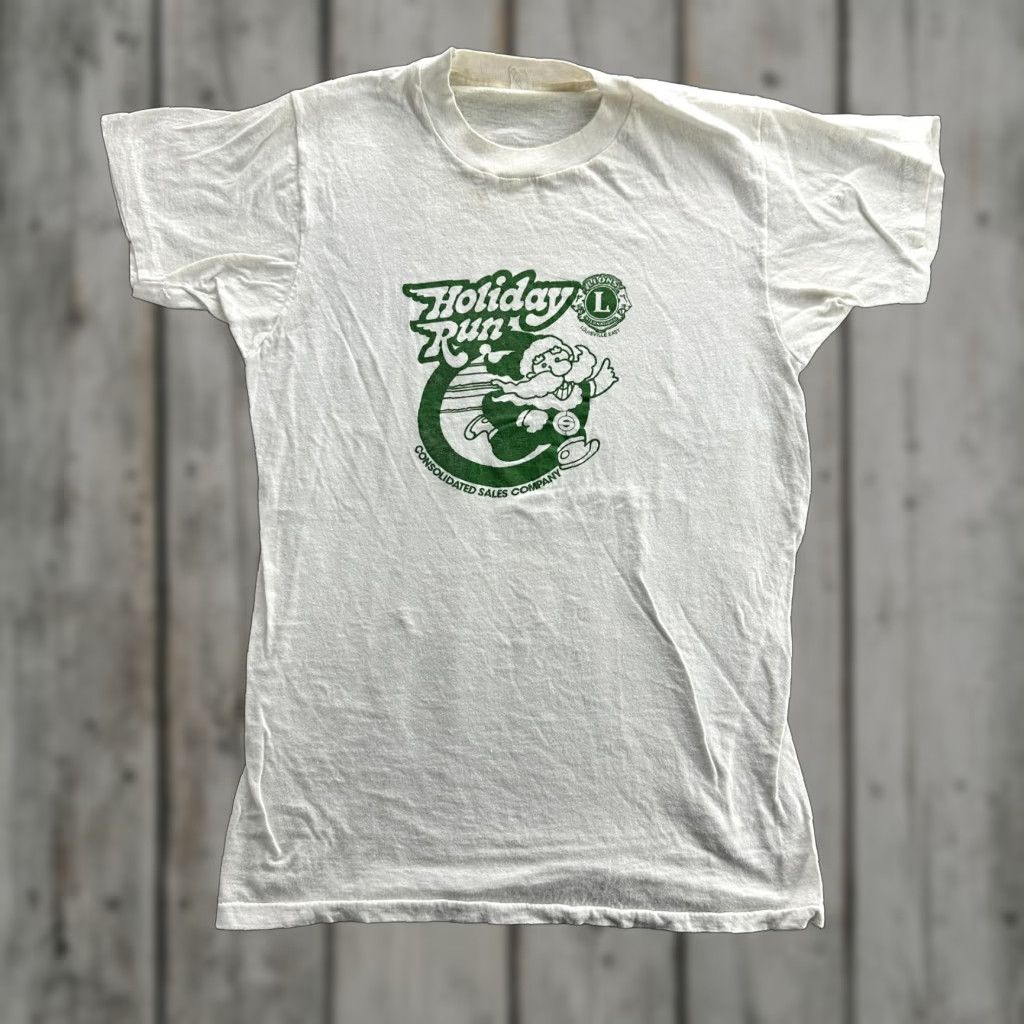 Vintage VINTAGE Screen Stars Holiday Run T-Shirt Mens Small White Santa 80s Graphic Print Size US S / EU 44-46 / 1 - 1 Thumbnail