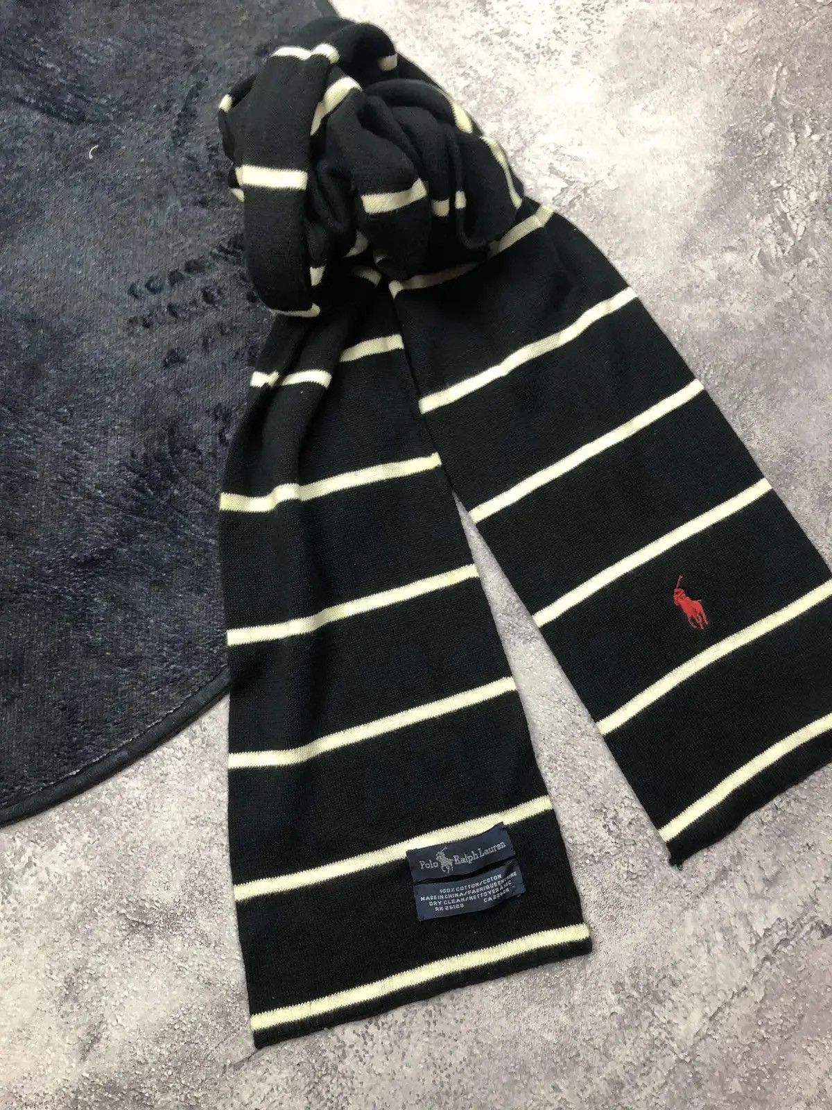 Polo Ralph Lauren POLO RALPH LAUREN Vintage Cotton Striped Scarf Streetwear Size ONE SIZE - 3 Thumbnail