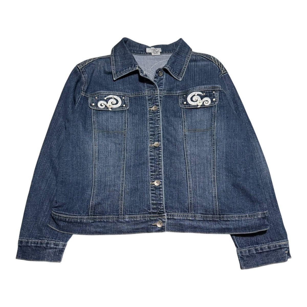 Other FL Jeans Embroidered Design Patterned Denim Jacket 2X Size XXL / US 16-18 / IT 52-54 - 1 Thumbnail