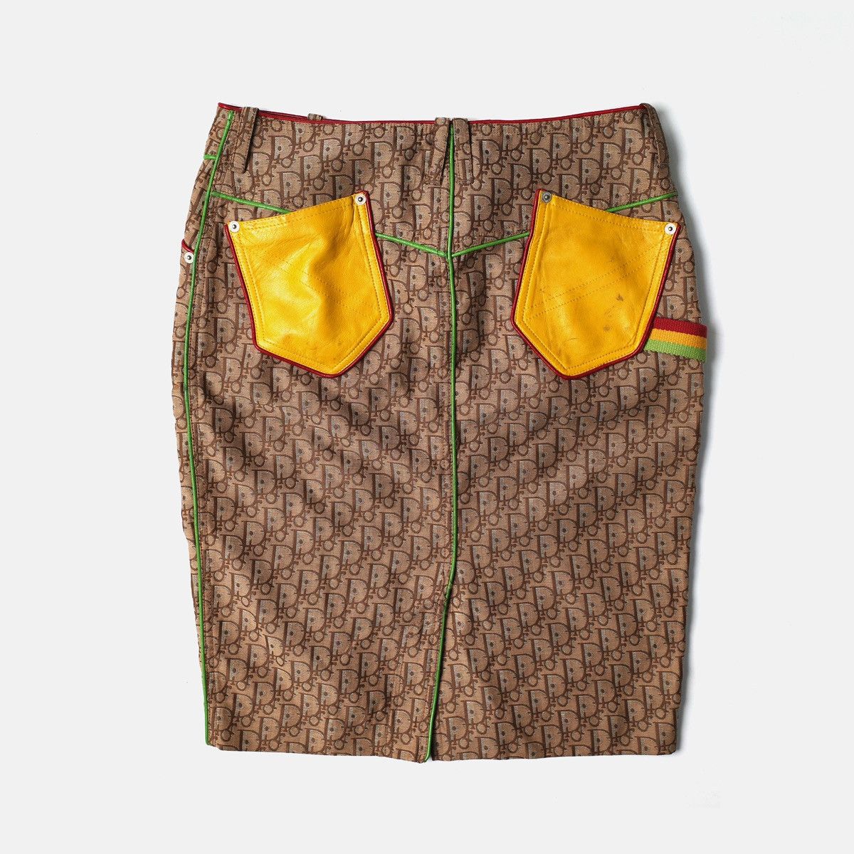 Dior 2004 Christian Dior By Galliano Rasta Monogram Skirt Size 29" - 2 Thumbnail