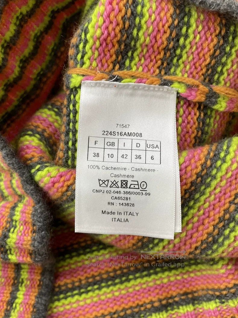 Dior Dior Colourful striped cashmere knitted short sleeves Size XS / US 0-2 / IT 36-38 - 5 Thumbnail
