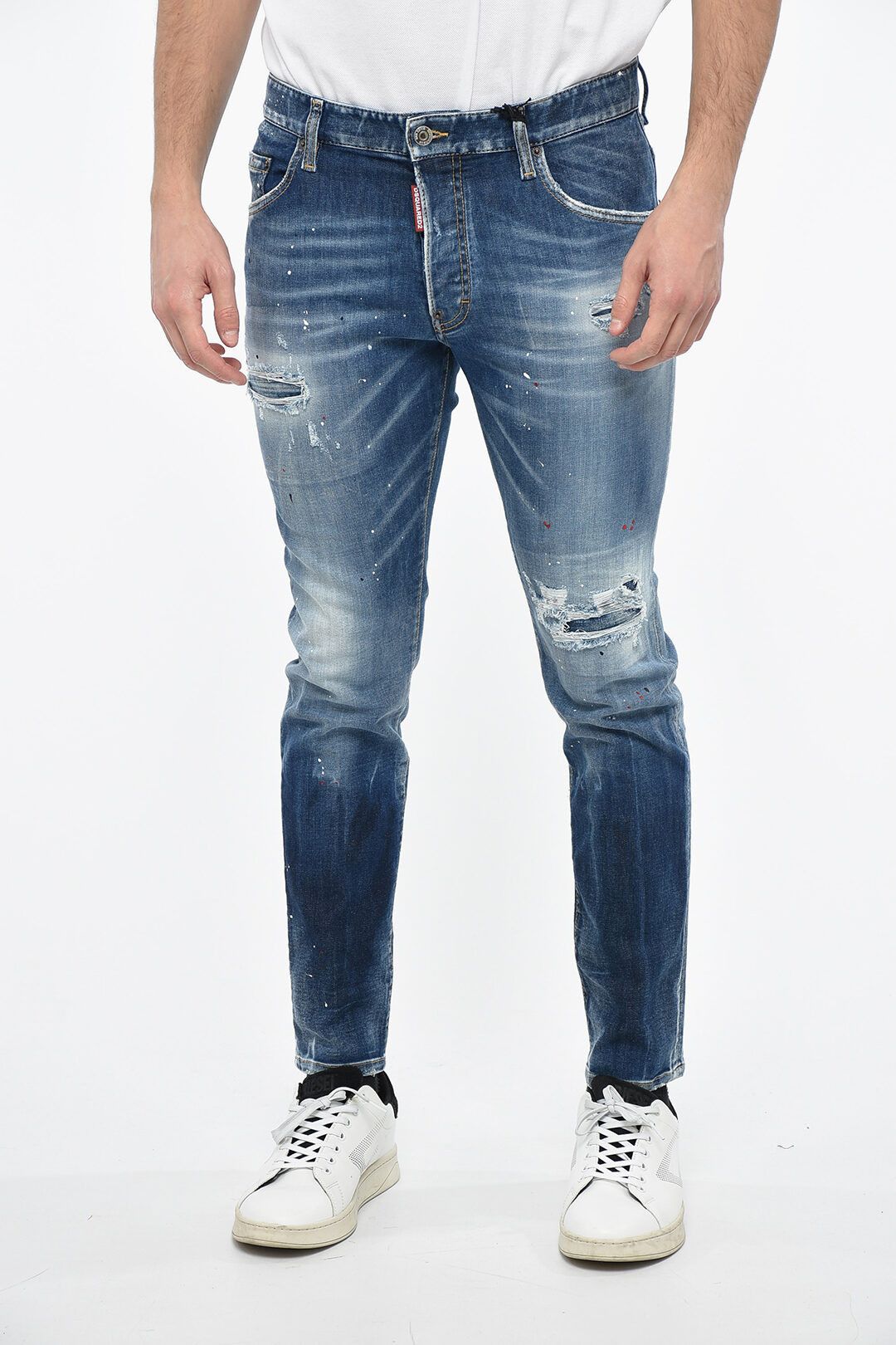 image of Dsquared2 Og1Mm0424 Distressed Skater Denim In Light Blue, Men's (Size 26)