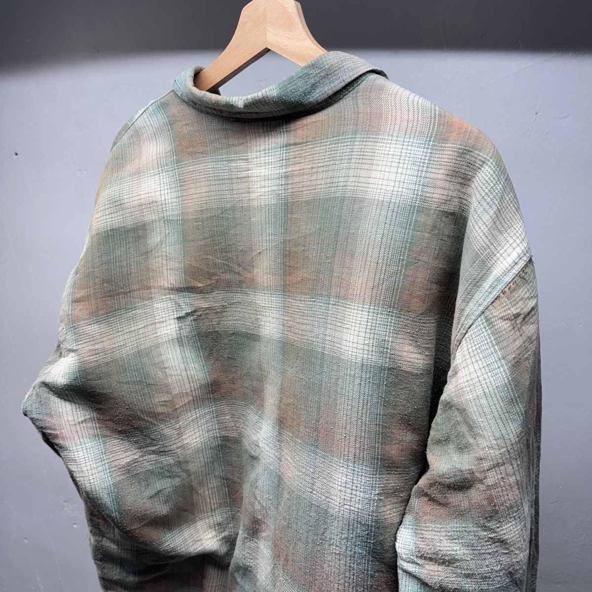 Vintage Thrashed Faded Plaid Quilted Flannel Jacket Shirt ERD Grunge Size US XL / EU 56 / 4 - 5 Thumbnail