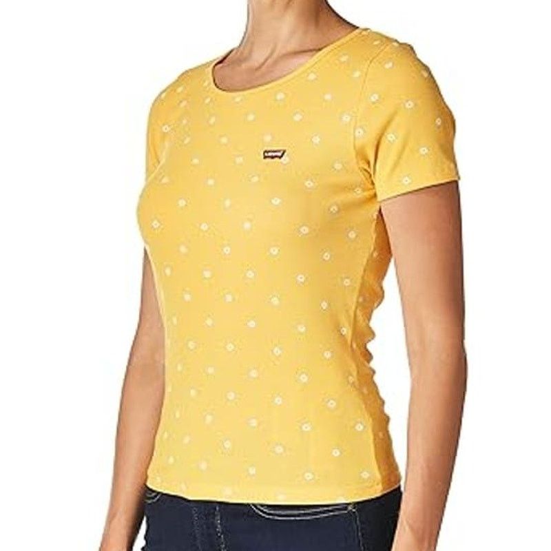 Levi's Levi's Daisy Floral Short Sleeve Ribbed Knit T-Shirt Honey M Size M / US 6-8 / IT 42-44 - 1 Thumbnail