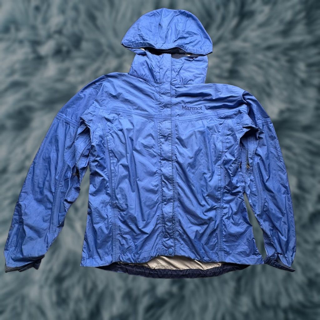 Marmot Marmot Blue Windbreaker Jacket Women Medium Full Zip Hooded Windbreaker F1027-1-MBD Size M / US 6-8 / IT 42-44 - 1 Thumbnail