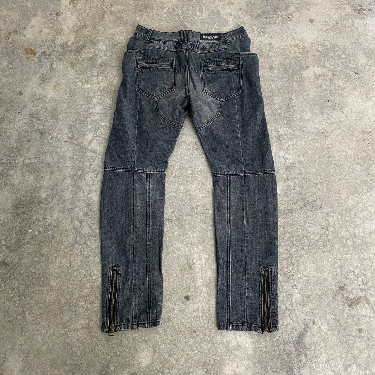 Balmain 2000’s Balmain Paris “Padded” Knee Biker Denim Jeans Size US 34 / EU 50 - 12 Thumbnail