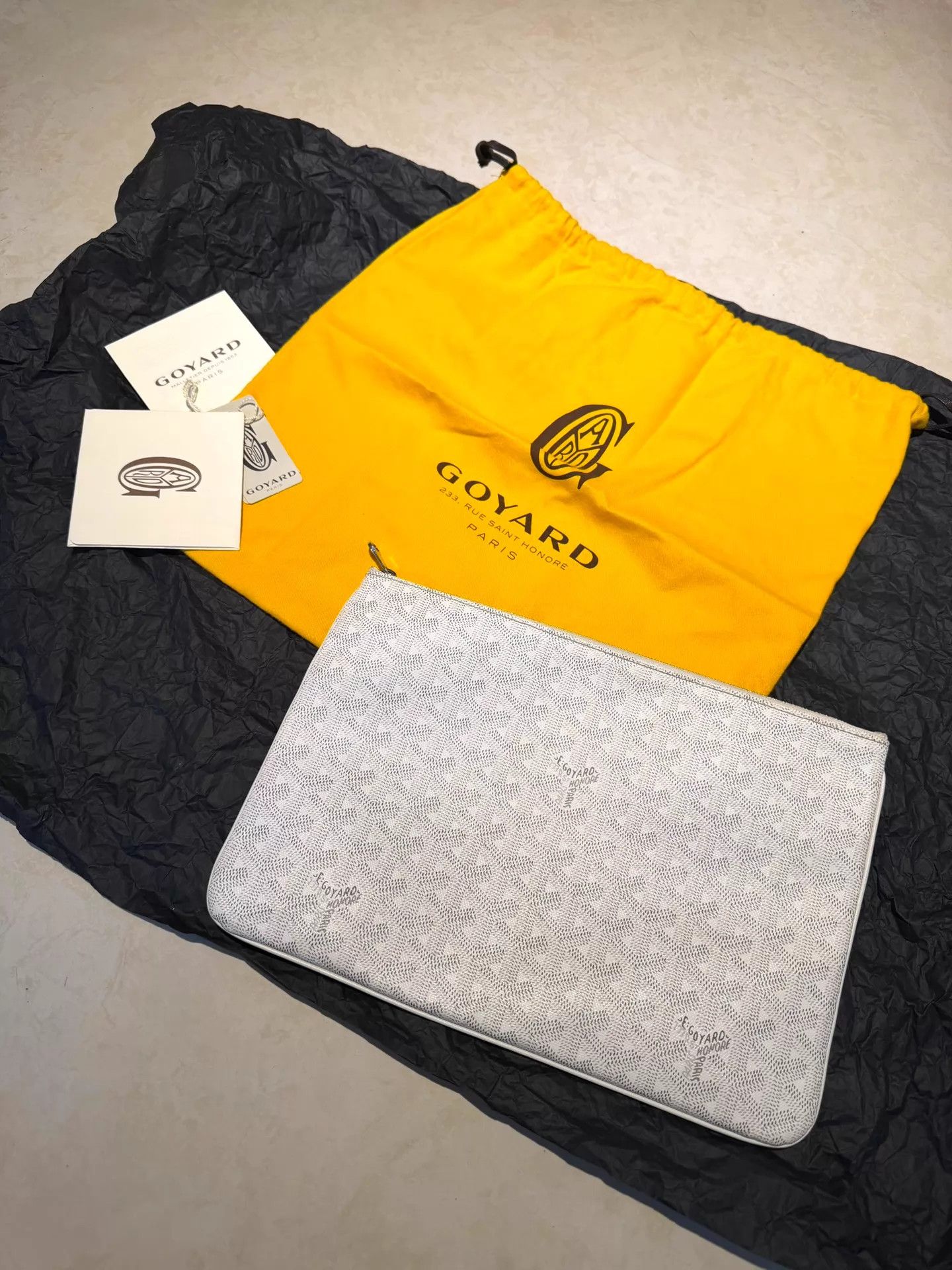 Goyard GOYARD SENAT Silver Goyard Print Canvas & Leather Clutch Size ONE SIZE - 1 Thumbnail