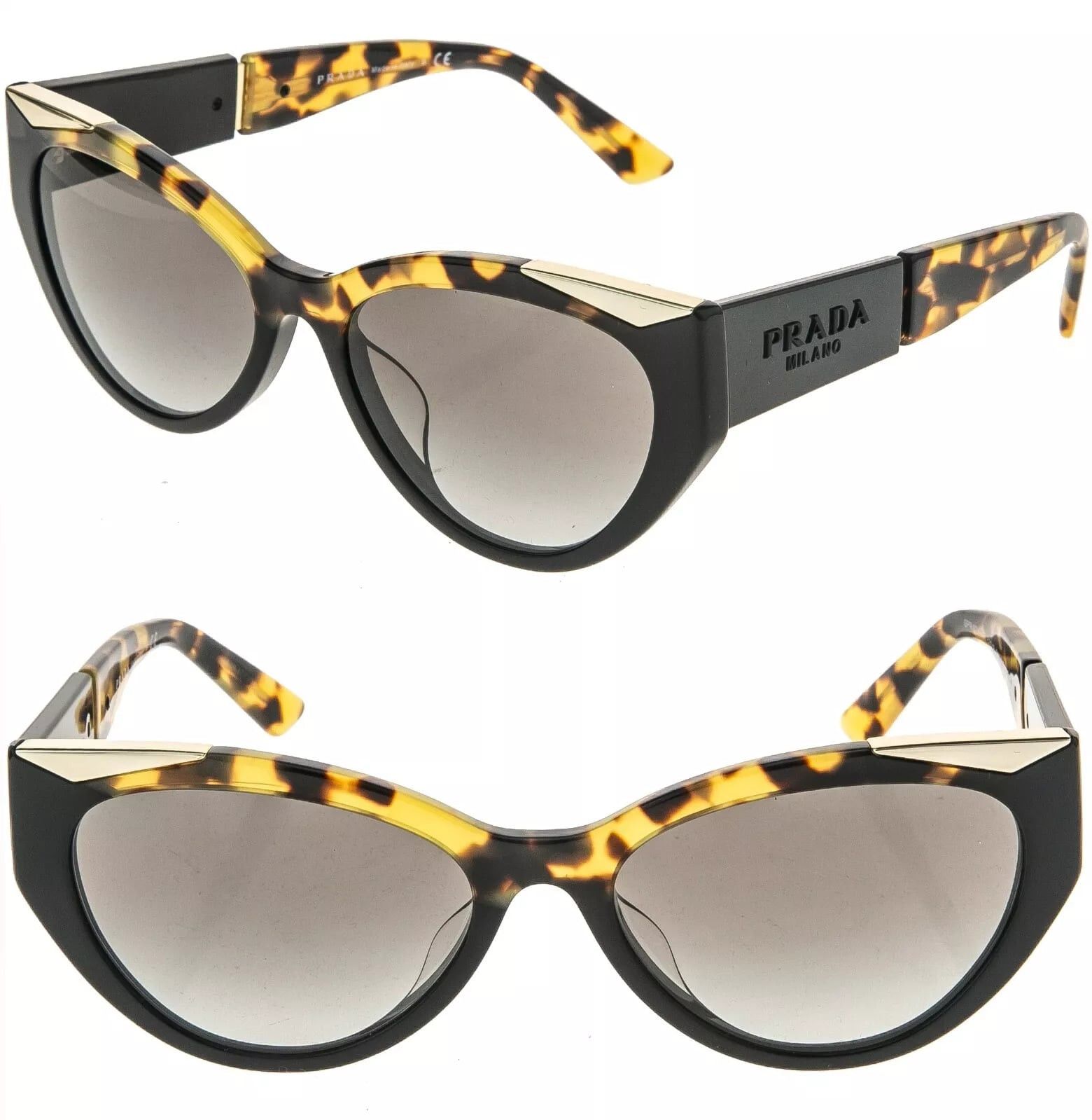 Prada PRADA SYMBOLE Black Havana Gold Triangle PR03WSF 03W 03WS Size ONE SIZE - 1 Thumbnail