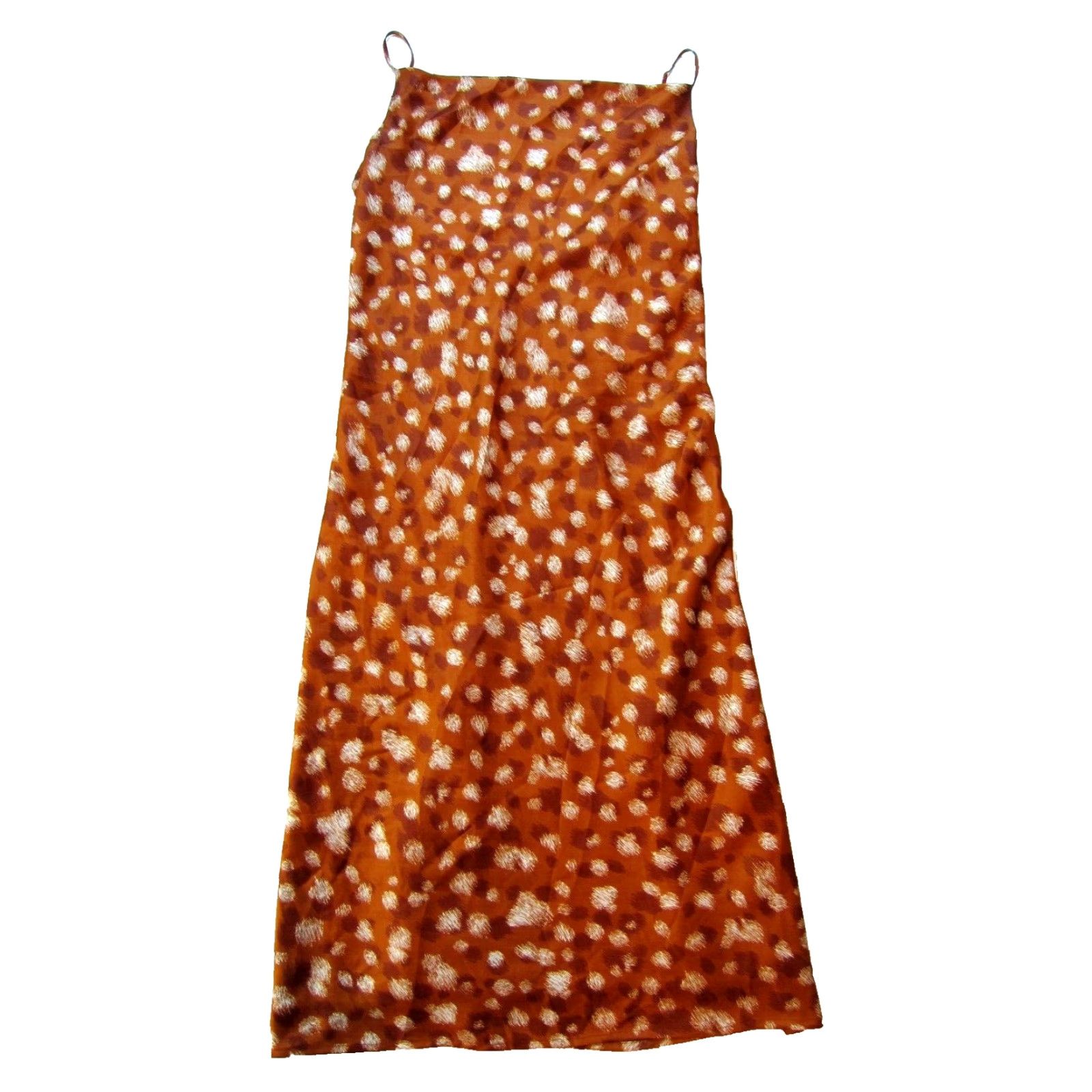 Vintage Bardot Brown Ivory Silky Polka Dot Straight Midi Tank Slip Dress 10 Large Size L / US 10 / IT 46 - 2 Thumbnail