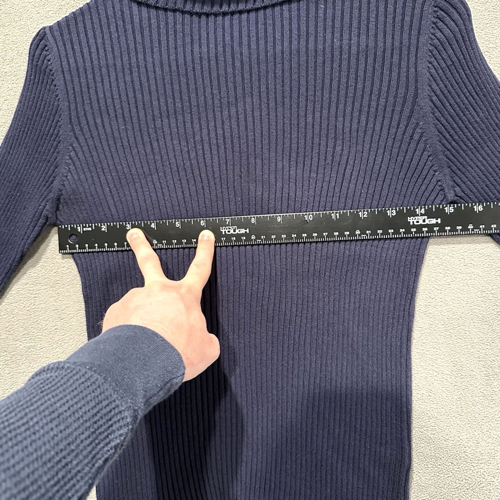 Vintage The Limited Sweater Womens Medium Blue Ribbed Knit Cotton Turtleneck Pullover Size M / US 6-8 / IT 42-44 - 5 Thumbnail