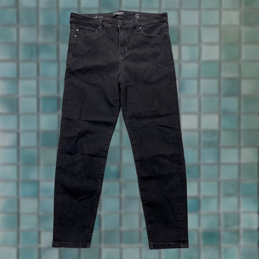 Vintage Liverpool Jeans Womens Jeans 10P Black Ankle Skinny High Rise Denim 5-Pocket City Preppy Women Size 32" / US 10 / IT 46 - 1 Thumbnail