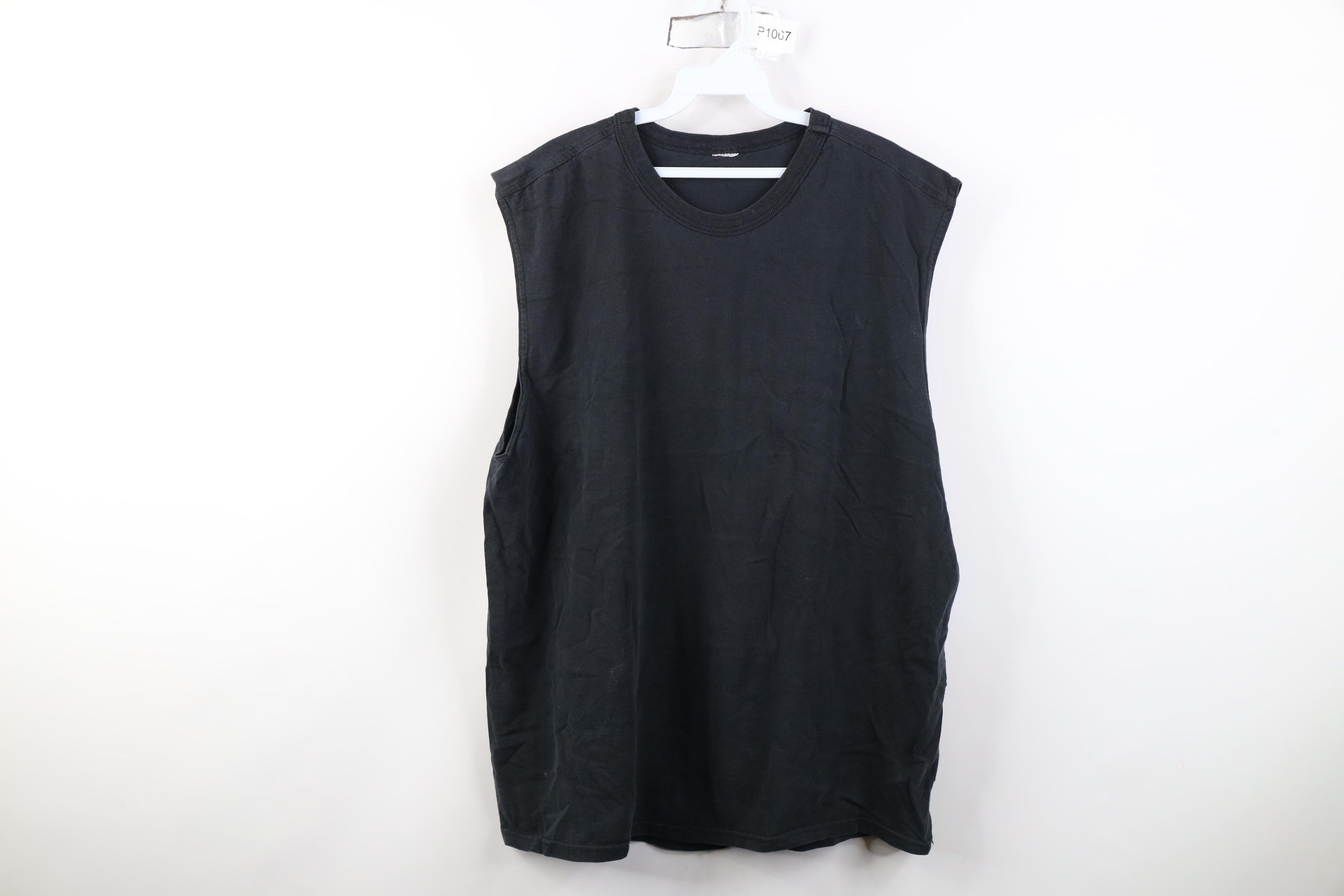 Vintage Vintage 90s Streetwear Blank Sleeveless Muscle T-Shirt Black Size US XL / EU 56 / 4 - 1 Thumbnail