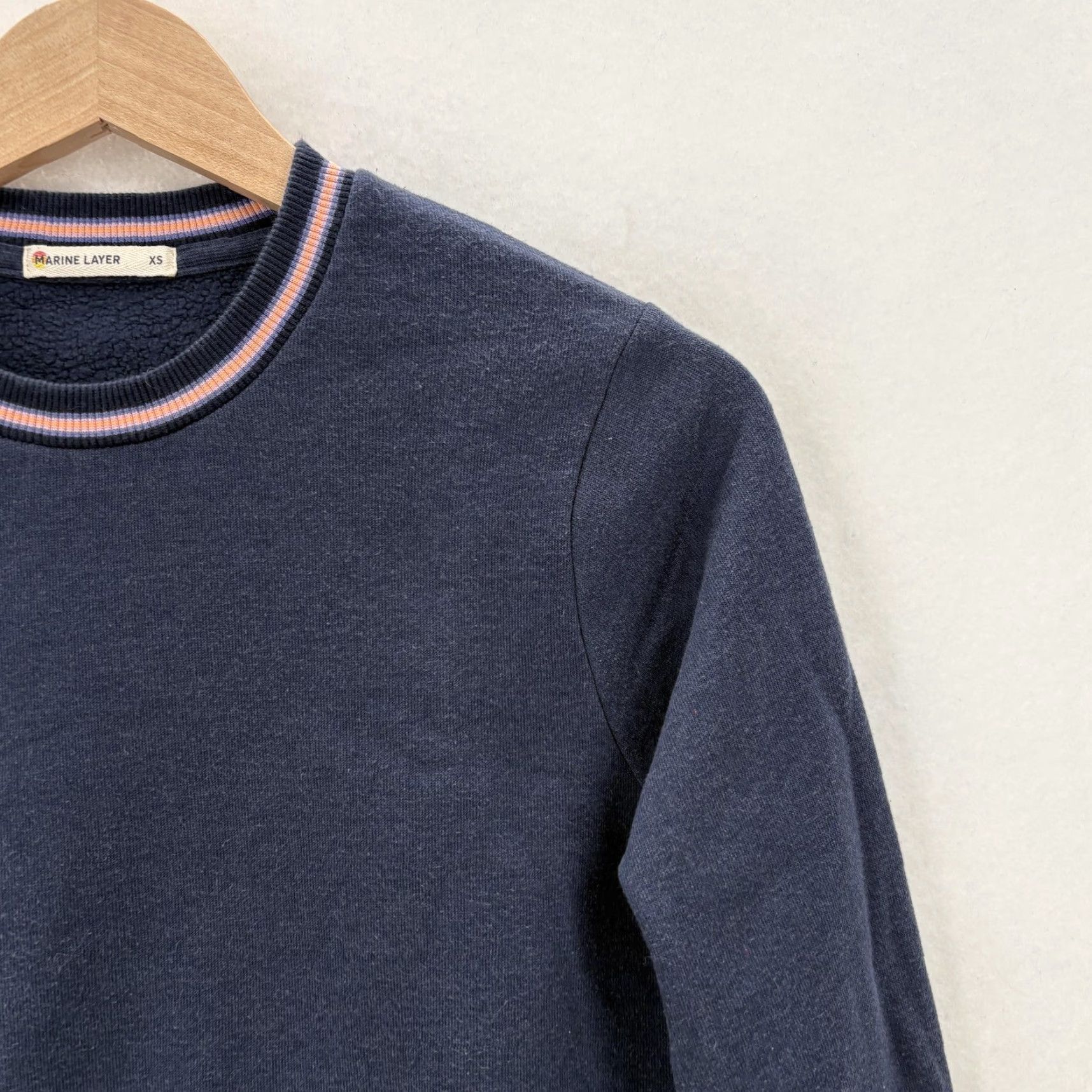 Marine Layer Marine Layer Blue Tipped Textured Crew Sweater Womens XS Fleece Outdoors Travel Size XS / US 0-2 / IT 36-38 - 2 Thumbnail