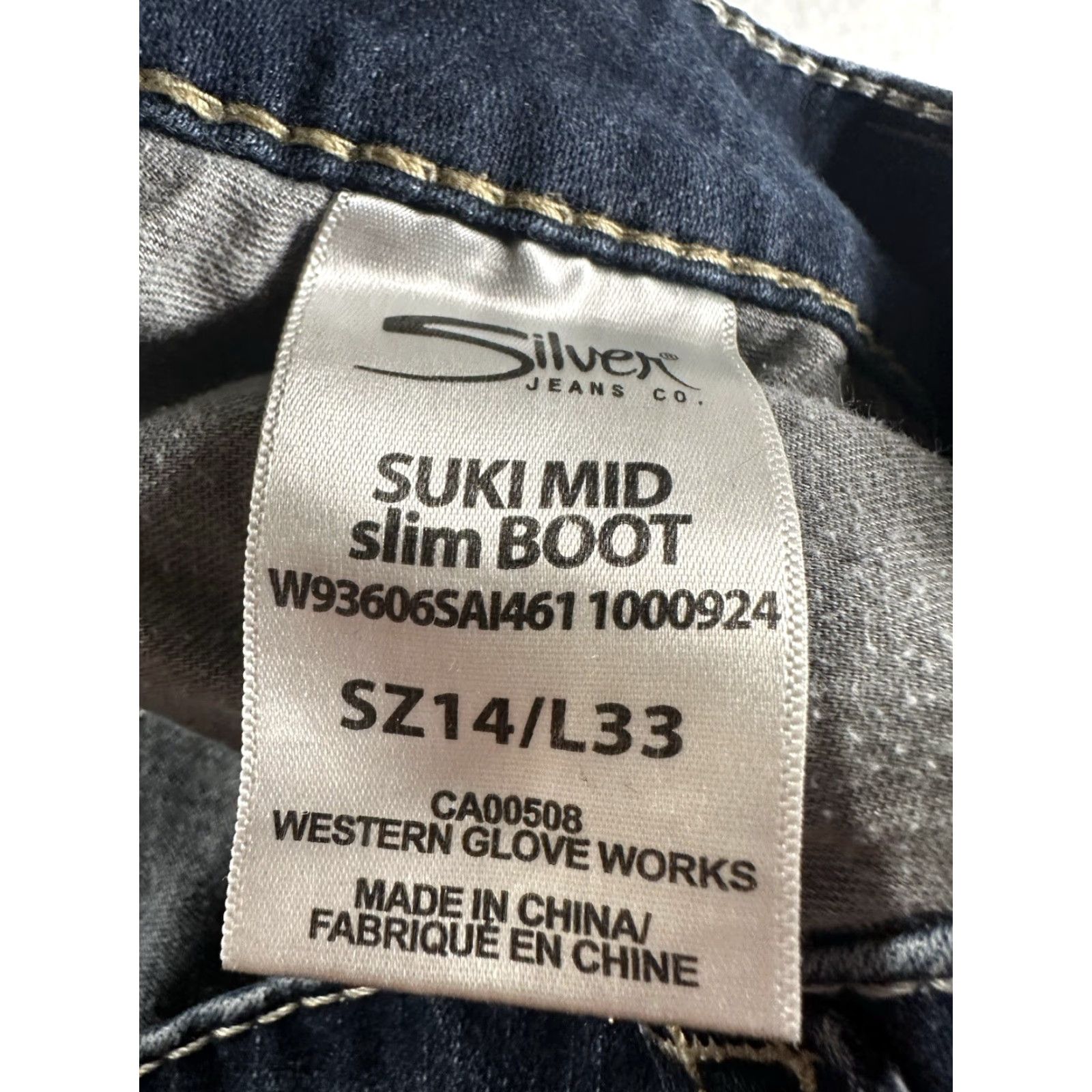 Silver Jeans Co. Silver Jeans Suki Womens Jeans 34x33 Slim Boot Dark Wash Stretch Denim Size 30" / US 8 / IT 44 - 6 Thumbnail