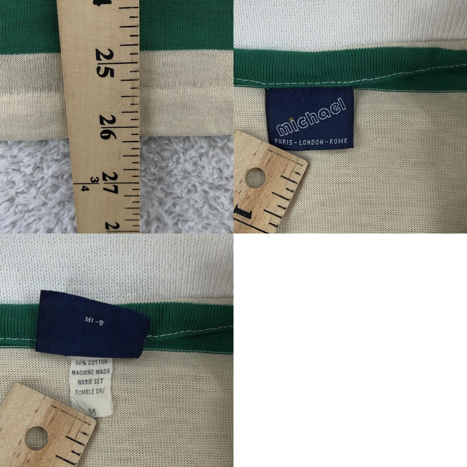 Vintage VINTAGE Michael Striped Polo Shirt Mens XS Collared Short Sleeve Green Beige Size US XS / EU 42 / 0 - 8 Thumbnail
