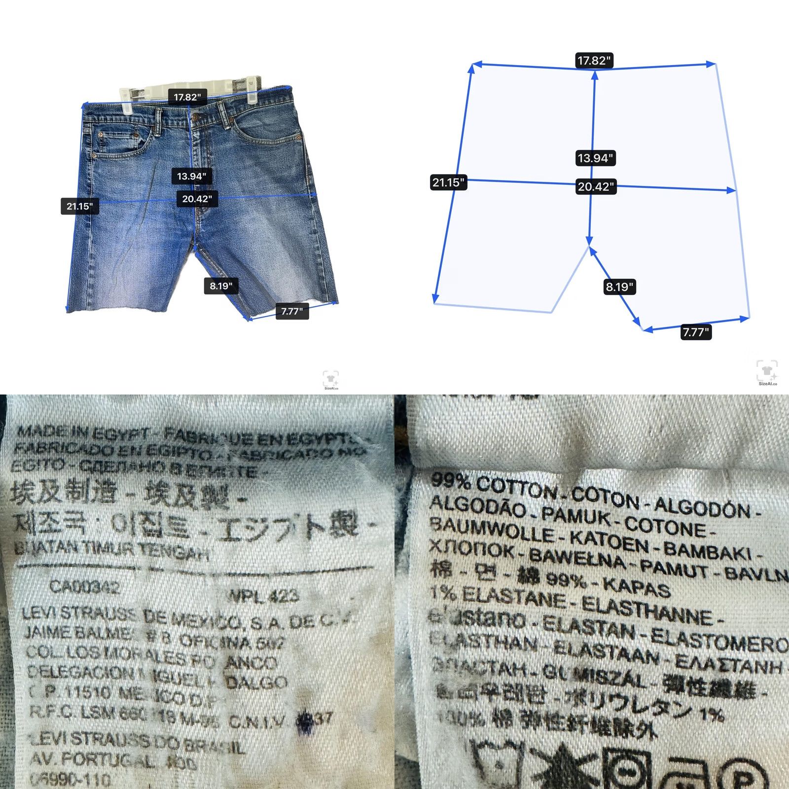 CO Levi Strauss & Co Denim Jean Shorts Mens 36 Blue Bermuda Casual Classic 5-Pocket Zip Fly Linen? (Oops) Size US 36 / EU 52 - 8 Thumbnail