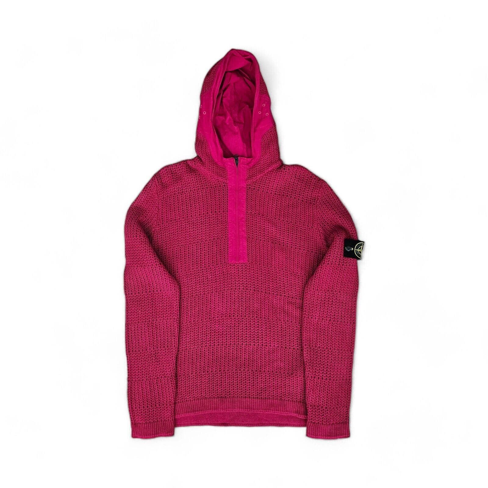 Stone Island Stitch Mercerized Cotton/Linen Knit Hoodie Sweater 