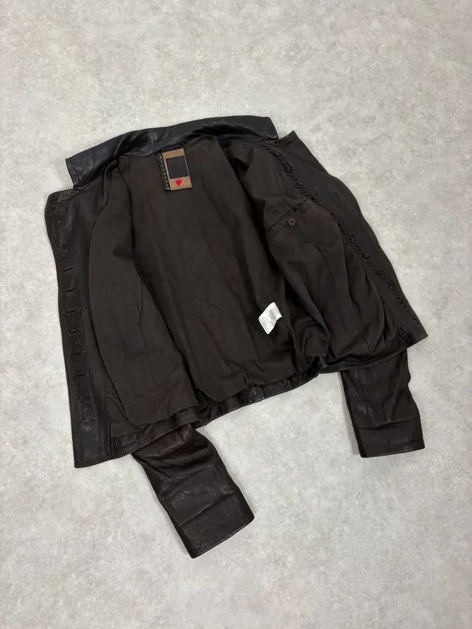Marithe + Francois Girbaud SS2003 Marithé + François Girbaud Brown Asymmetrical Buttoned Leather Jacket Size M / US 6-8 / IT 42-44 - 7 Thumbnail