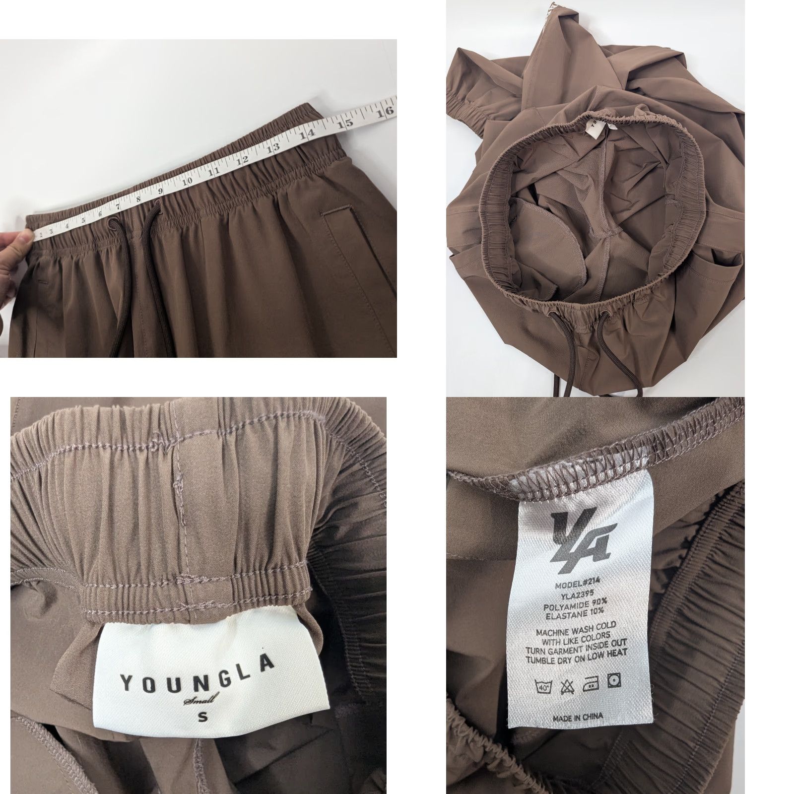 YoungLA YoungLA Jogger Pants Brown S size Small Embroidered Stretch Drawstring Men Adult Regular Inseam 30 in Size US 29 - 8 Thumbnail