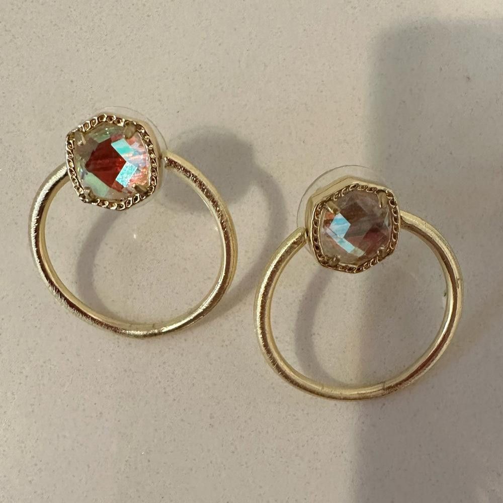 Kendra Scott Kendra Scott Davie Gold Tone Hoop Earrings Dichroic Glass Size ONE SIZE - 4 Thumbnail