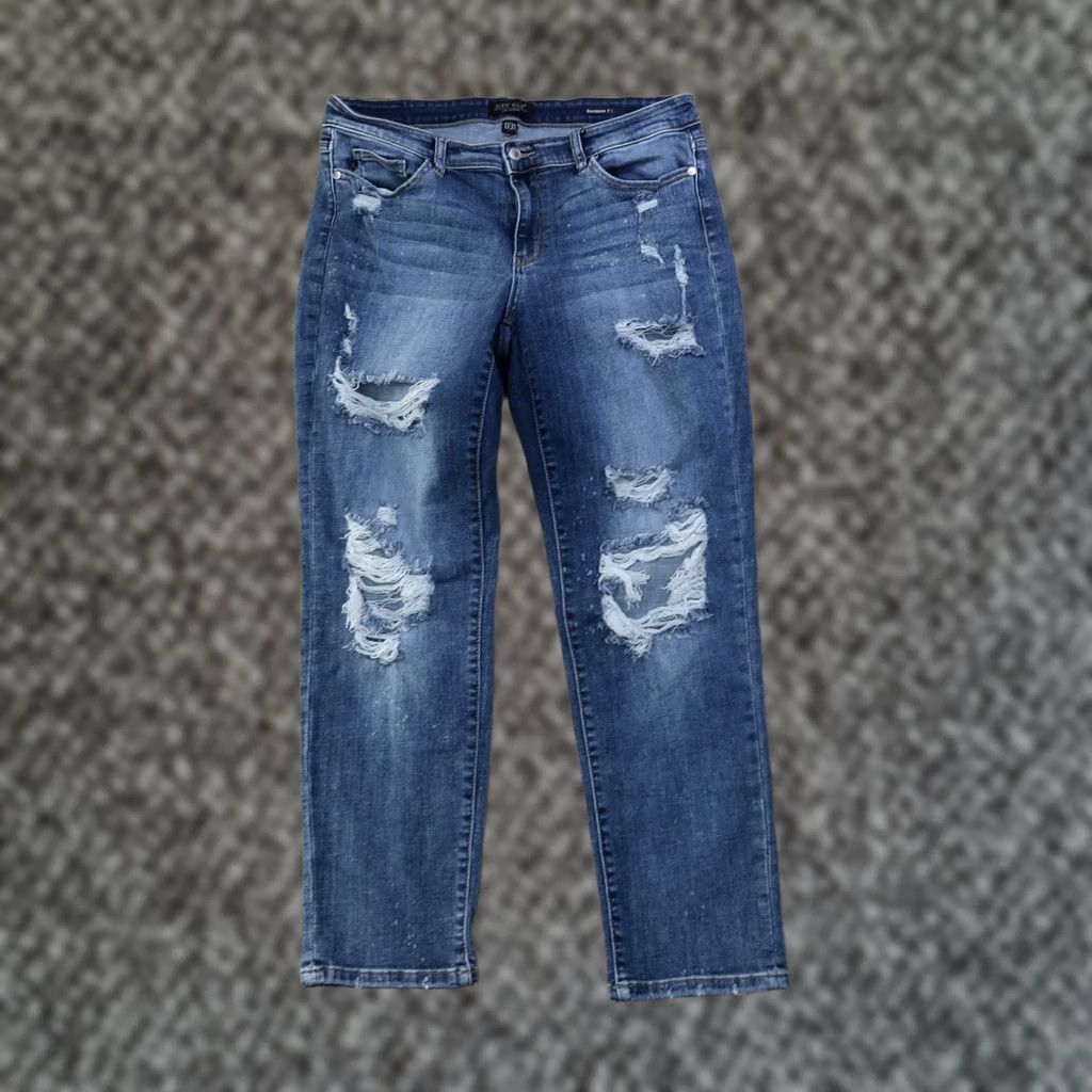Vintage Judy Blue High Rise Boyfriend Jeans Women's 13/31 Blue Stretch Denim Size 34" / US 12 / IT 48 - 1 Thumbnail