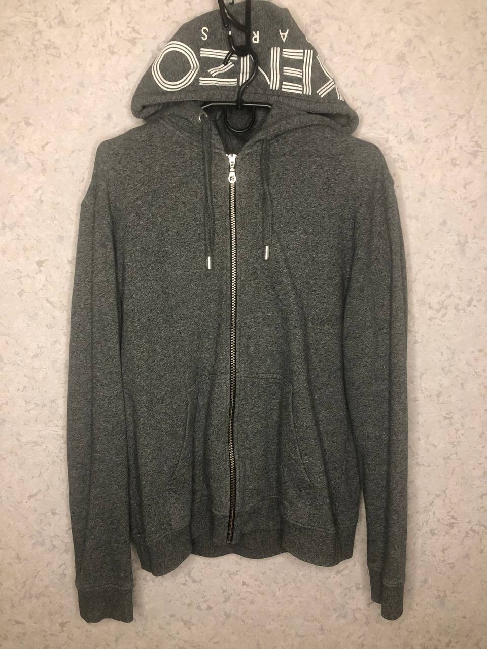 Designer × Kenzo Kenzo Paris Men Gray Zip Hoodie Logo Size L Made In Portugal Size US L / EU 52-54 / 3 - 1 Thumbnail