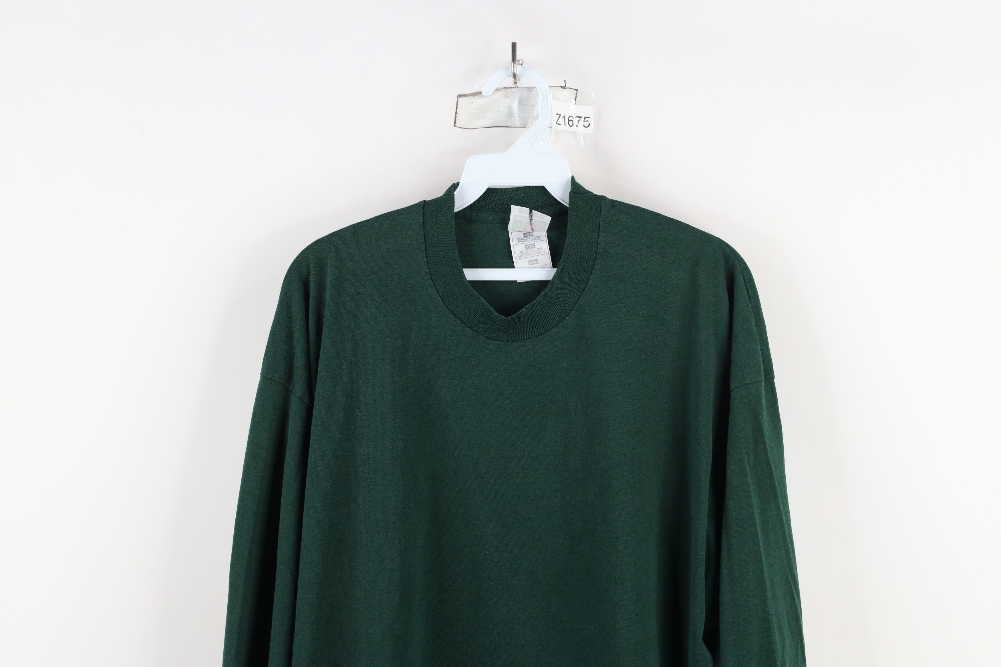 Vintage Vintage 90s Streetwear Long Sleeve T-Shirt Hunter Green Size US XXL / EU 58 / 5 - 2 Thumbnail
