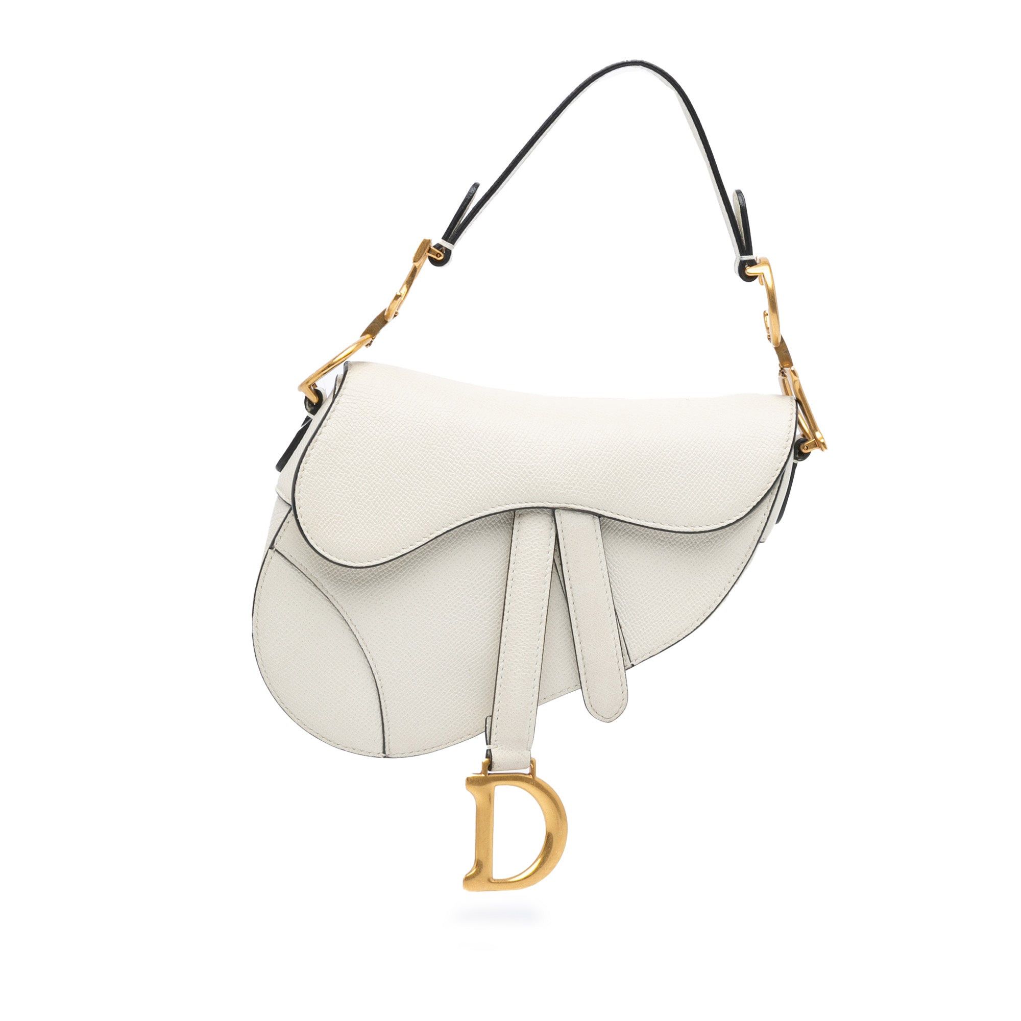 Dior Dior Mini Grained Calfskin Saddle Bag White Size ONE SIZE - 1 Thumbnail