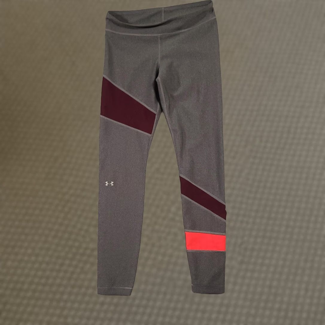 Under Armour Under Armour Pants Womens Medium Gray HeatGear Compression Leggings Colorblock Size 32" / US 10 / IT 46 - 1 Thumbnail