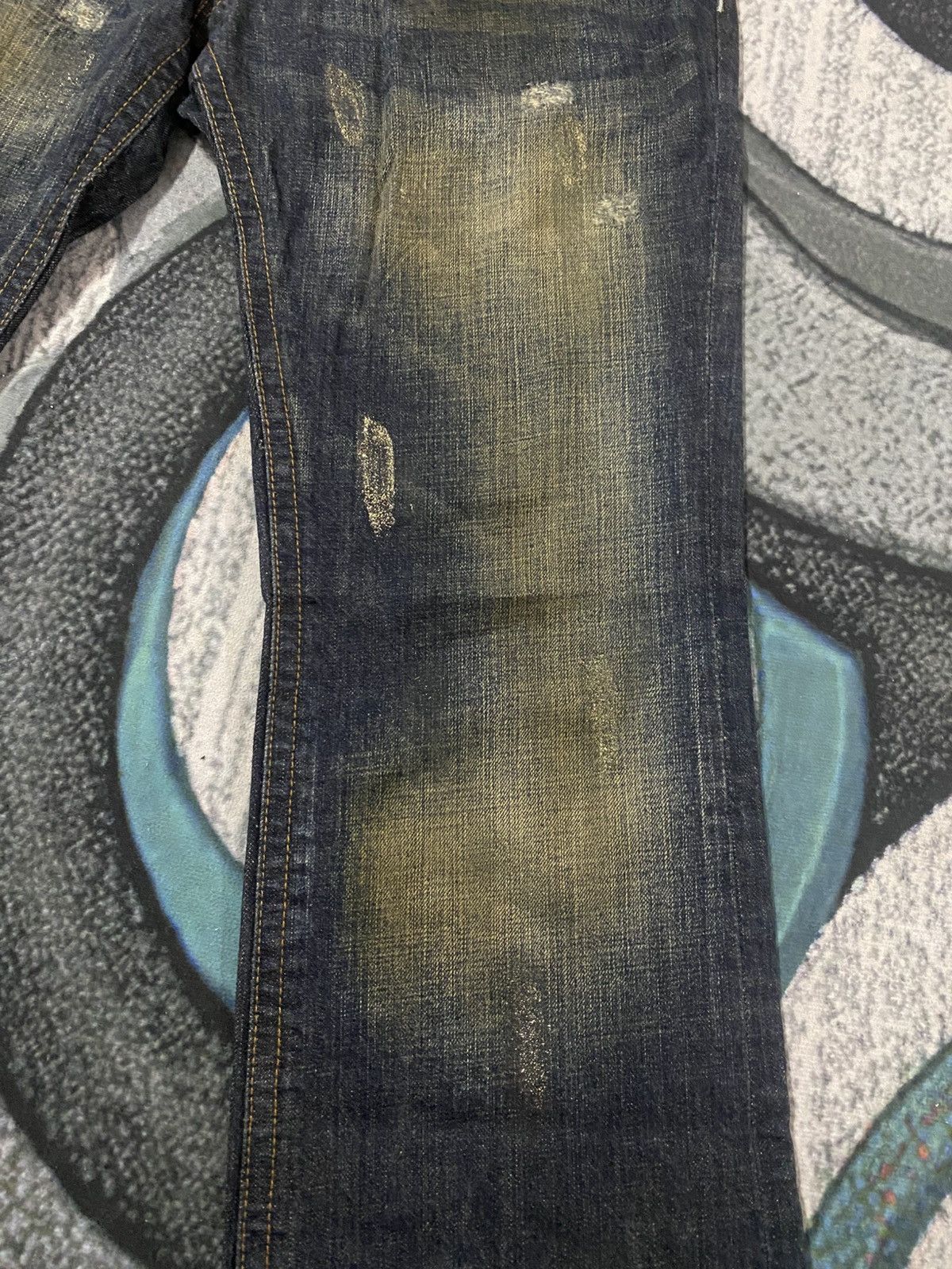 Japanese Brand Semantic Design Nicely Faded Zipper Back Pocket Jeans Size US 34 / EU 50 - 8 Thumbnail