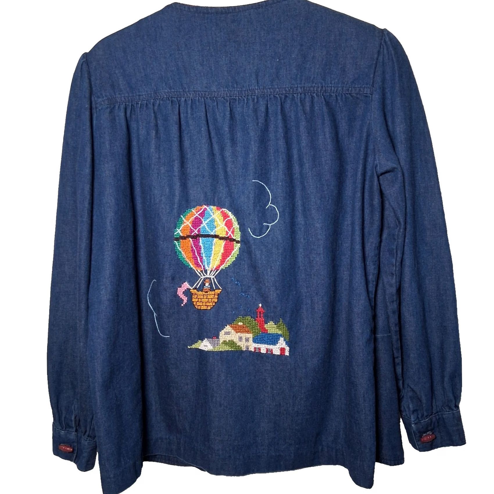 Vintage VINTAGE Wes Chestler Cross Stitch Chambray Shirt Blue Large L/XL Blue Shirt Woman Size L / US 10 / IT 46 - 2 Thumbnail