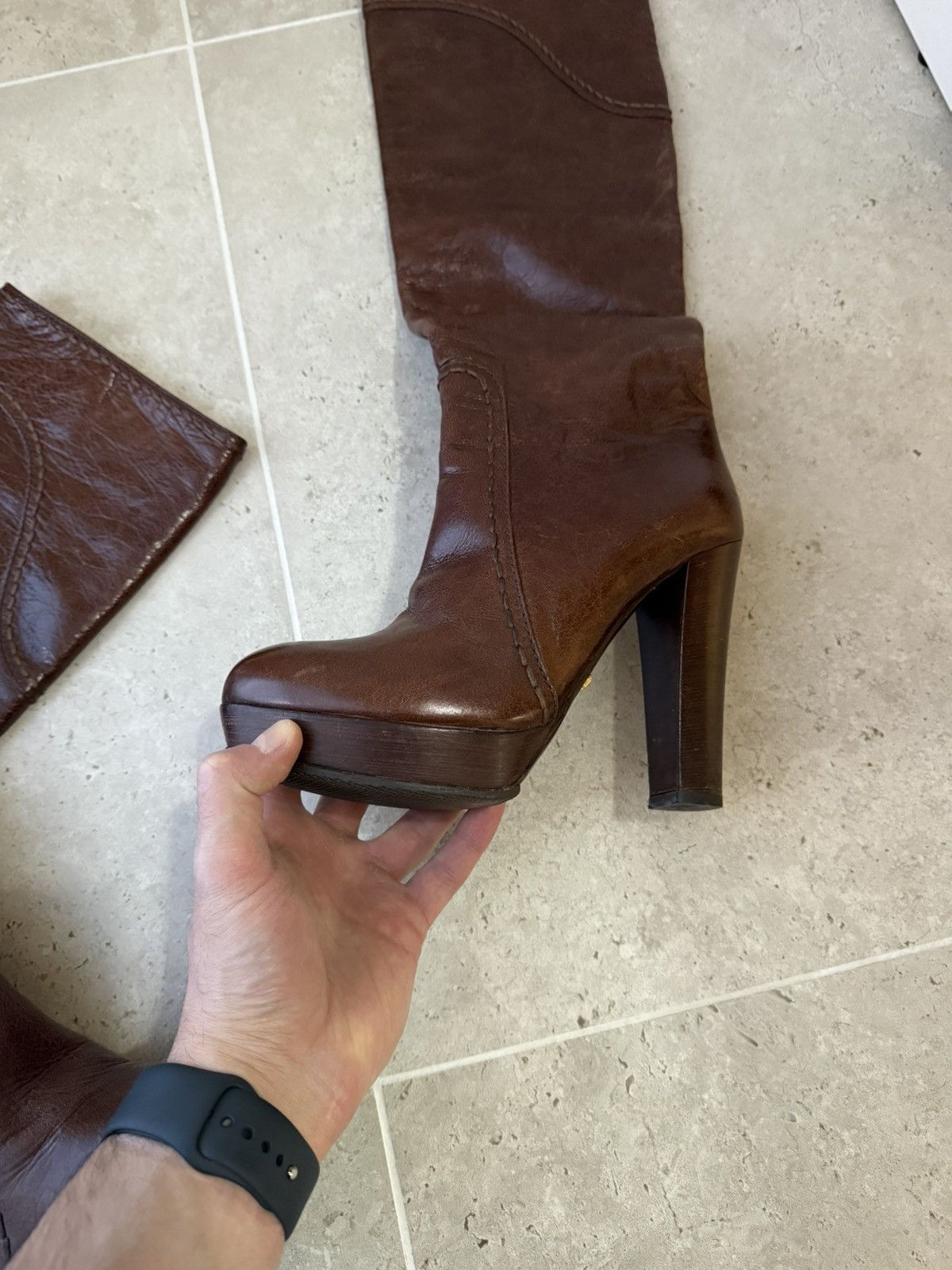 Prada Prada Leather Boots Brown Size US 8 / IT 38 - 4 Thumbnail