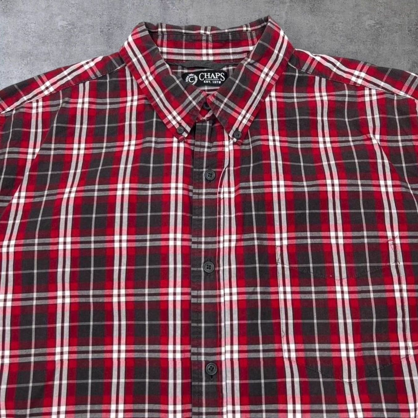 Chaps Chaps Button-Up XL Red/Black/White Plaid Check Cotton Shirt Long Sleeve Casual Mens Shirt Size US XL / EU 56 / 4 - 4 Thumbnail