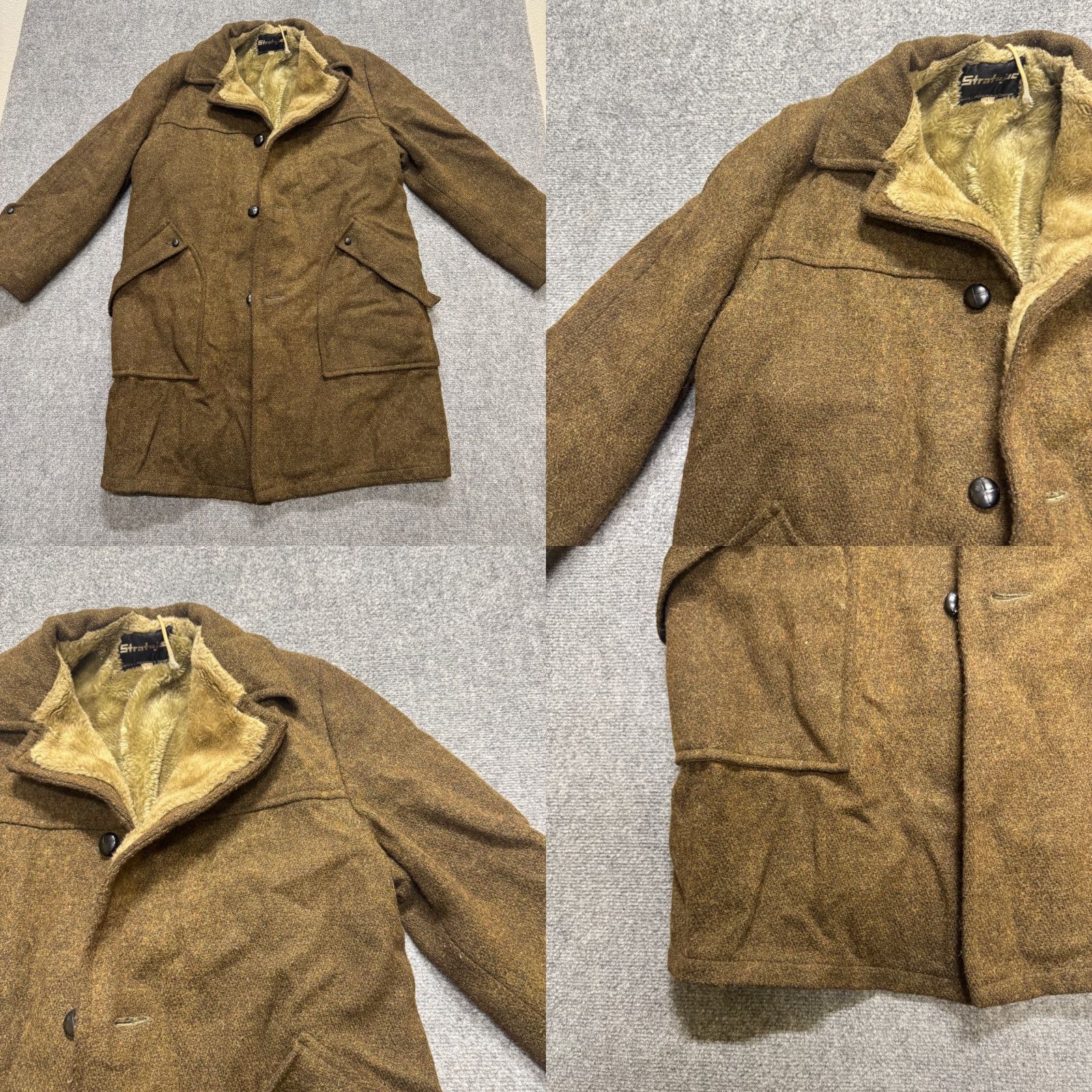 The Unbranded Brand VINTAGE Pea Coat Coat Men L Brown Fur Lined 40L Full Zip Stratojac Size US L / EU 52-54 / 3 - 9 Thumbnail