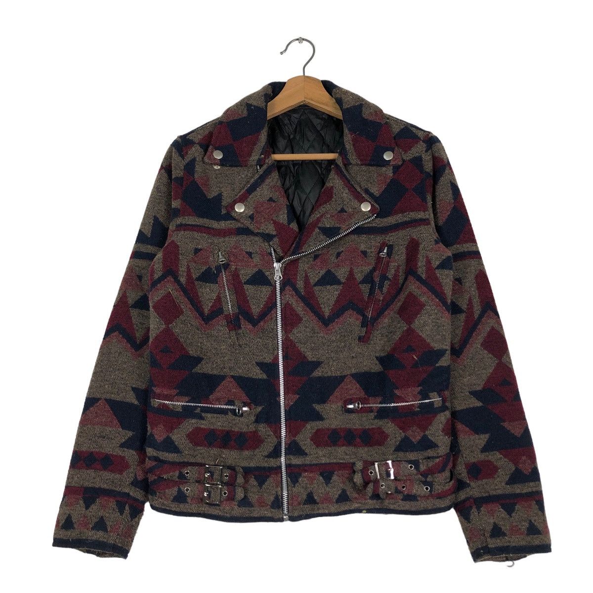Hysteric Glamour 🔥Vintage Wool Biker Jacket Navajo Design Double Collar Size US M / EU 48-50 / 2 - 1 Thumbnail