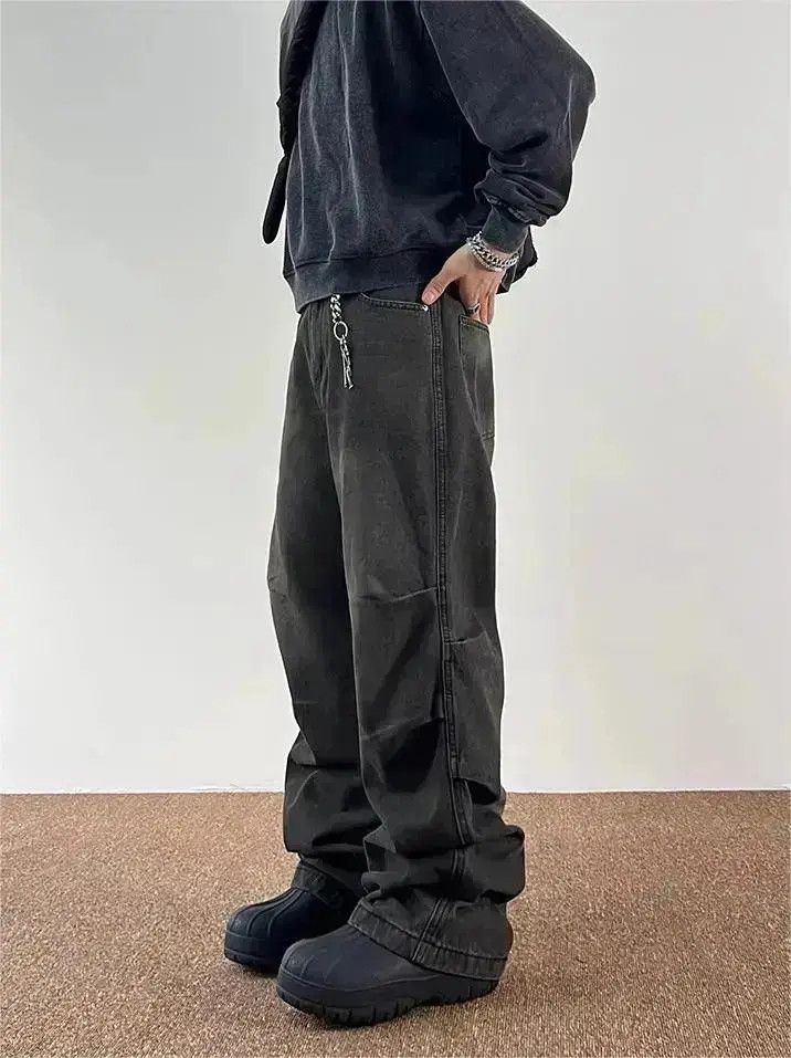 Japanese Brand Straight and loose pleated wide leg jeans Size US 32 / EU 48 - 2 Thumbnail