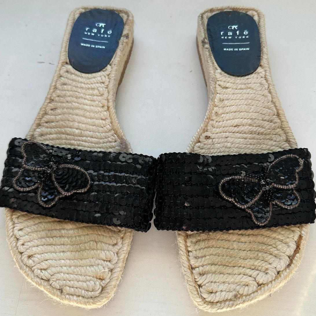 Other Rafe NY Black Sequin Butterfly Espadrille Sandal 38 / 7.5 Size US 7.5 / IT 37.5 - 5 Thumbnail