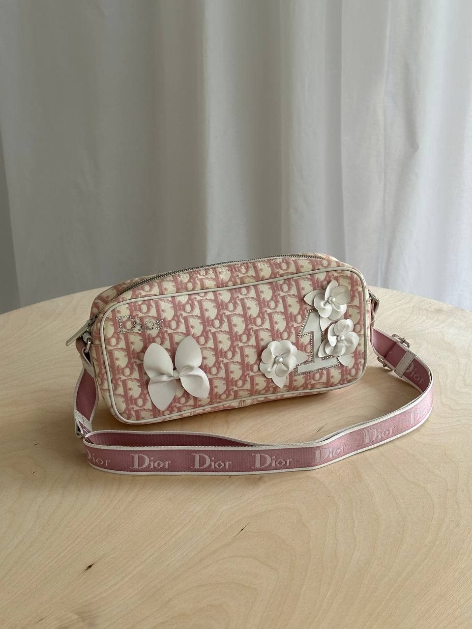 Dior Monogram Girly Shoulder Bag Pink, Women's