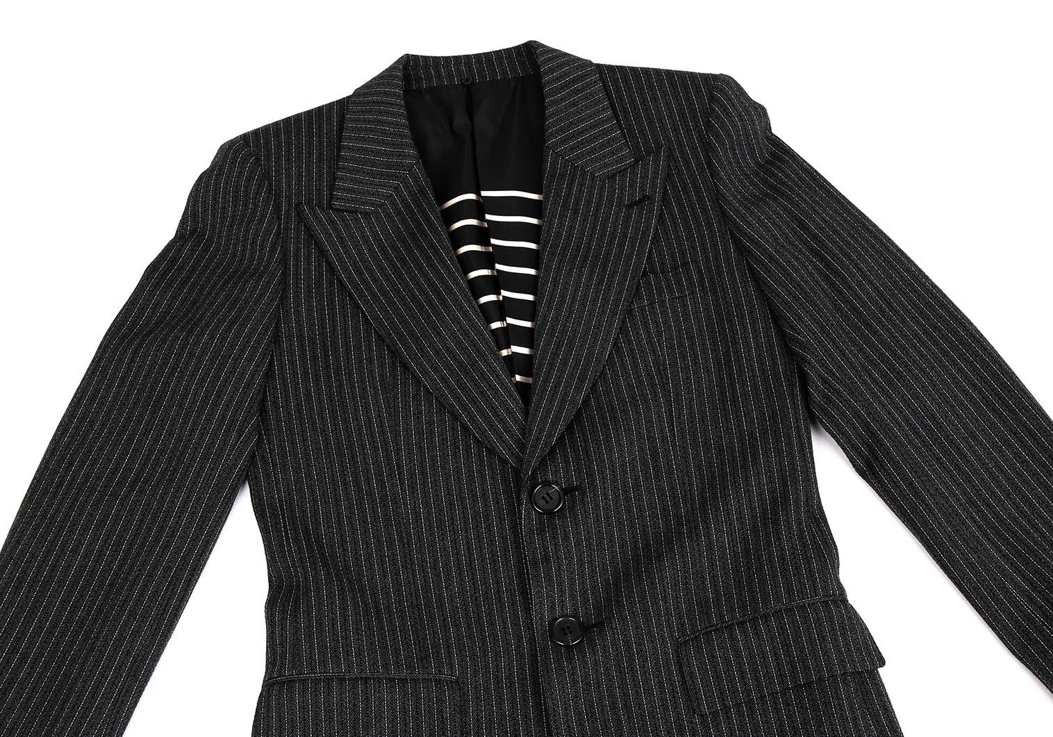 Jean Paul Gaultier Herringbone Stripe Overcoat in Gray Size 48 Size US M / EU 48-50 / 2 - 2 Thumbnail