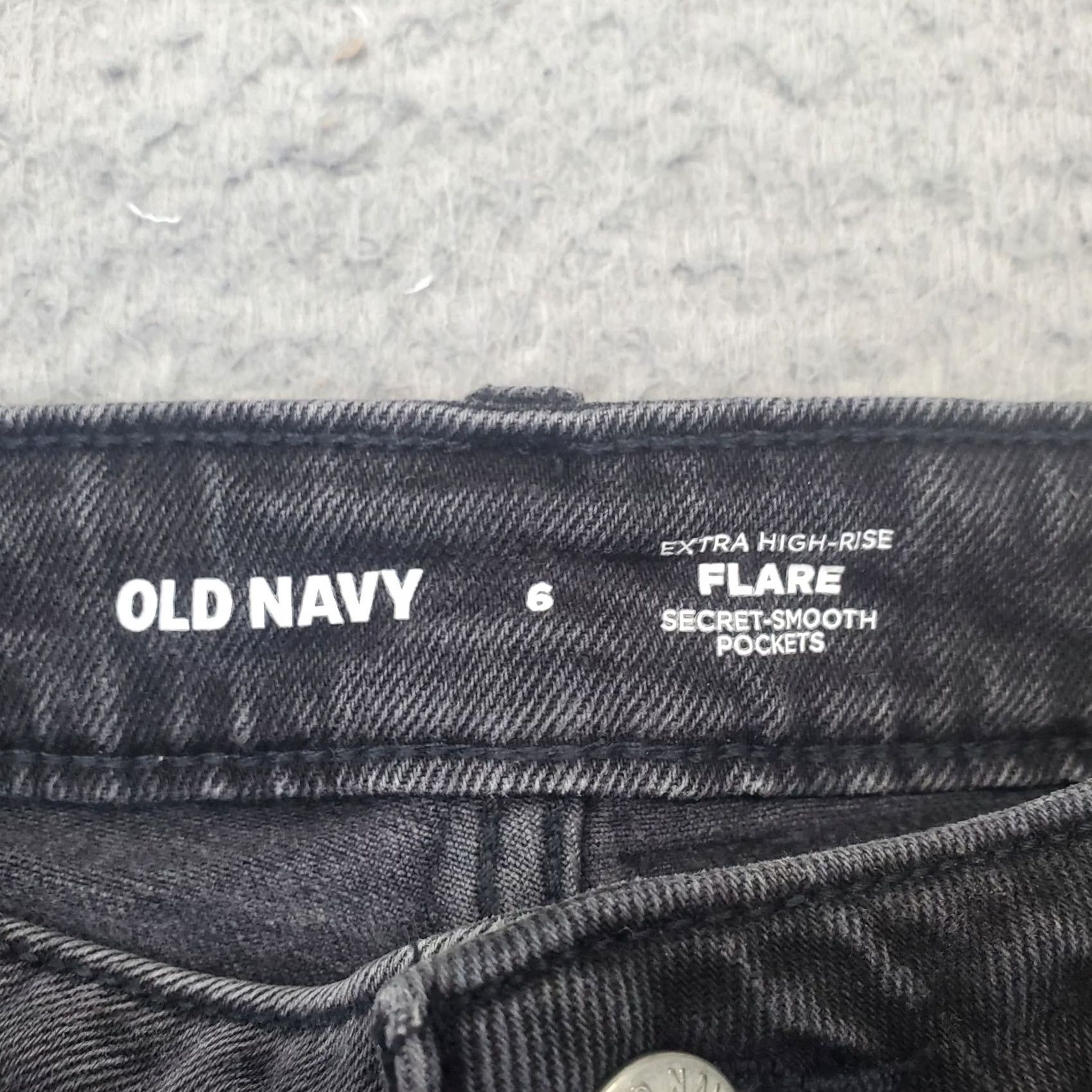 Old Navy Old Navy Womens 6 Black Denim Flare Jeans High-Rise 5-Pocket Comfort Stretch Size 28" / US 6 / IT 42 - 7 Thumbnail