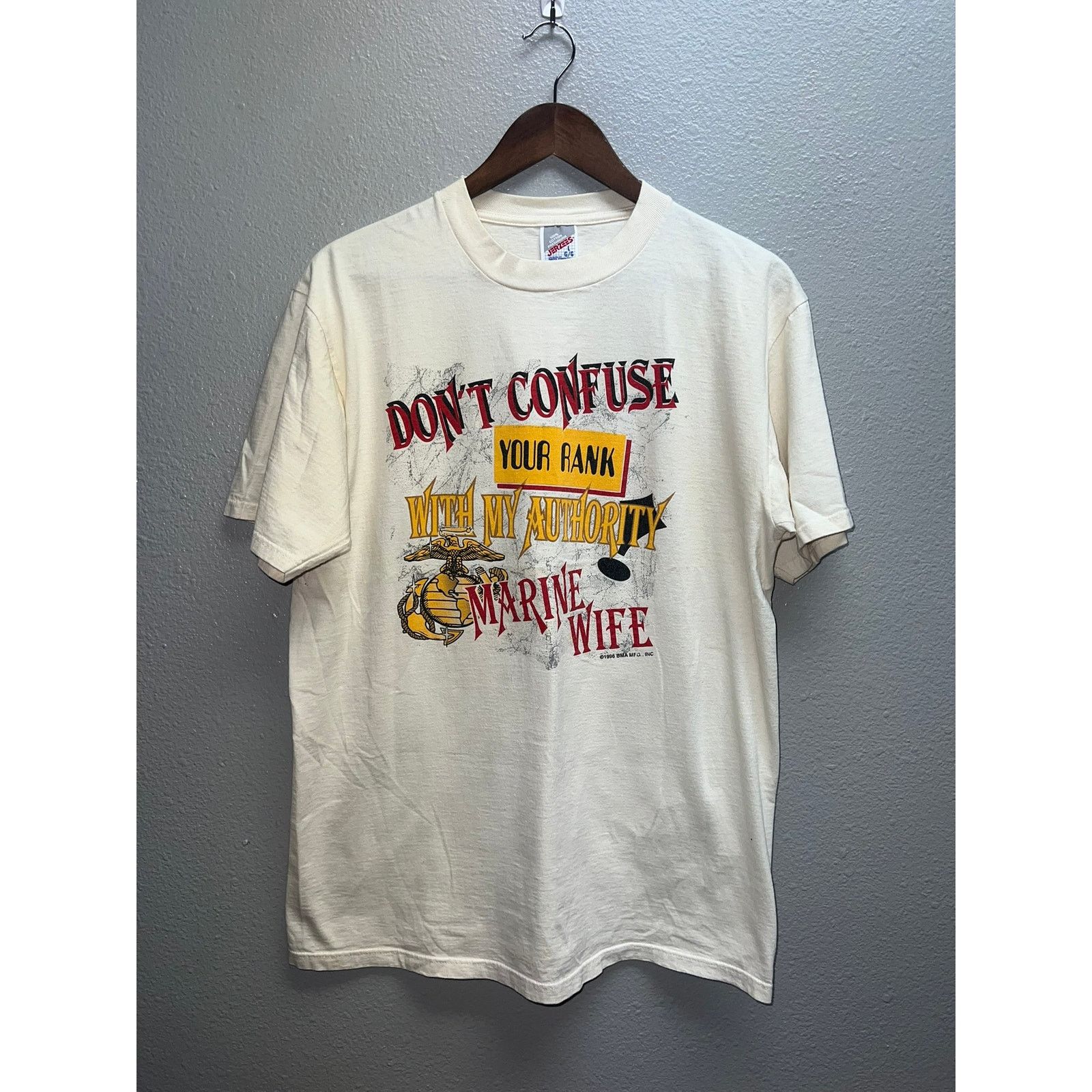 Jerzees Vintage Marine Shirt Dont Confuse Your Rank My Tee 90s VTG Size US L / EU 52-54 / 3 - 1 Thumbnail