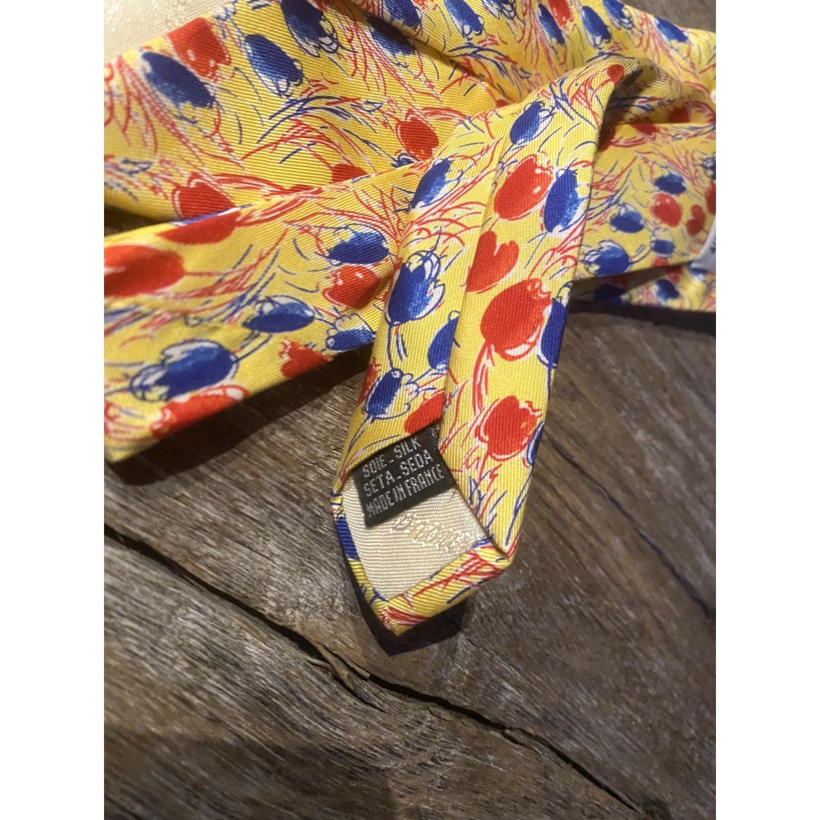 George GEORGES DUBOEUF Silk Tie Men Gold Red Blue FRANCE 100% Silk Classic Geometric Tie Mens Size ONE SIZE - 4 Thumbnail